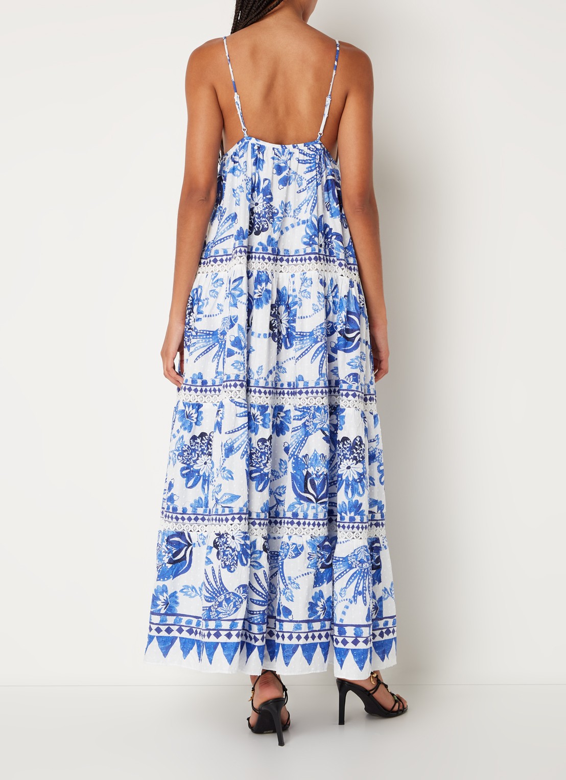 Farm Rio Maxi jurk met bloemenprint - achterkant royalblauw