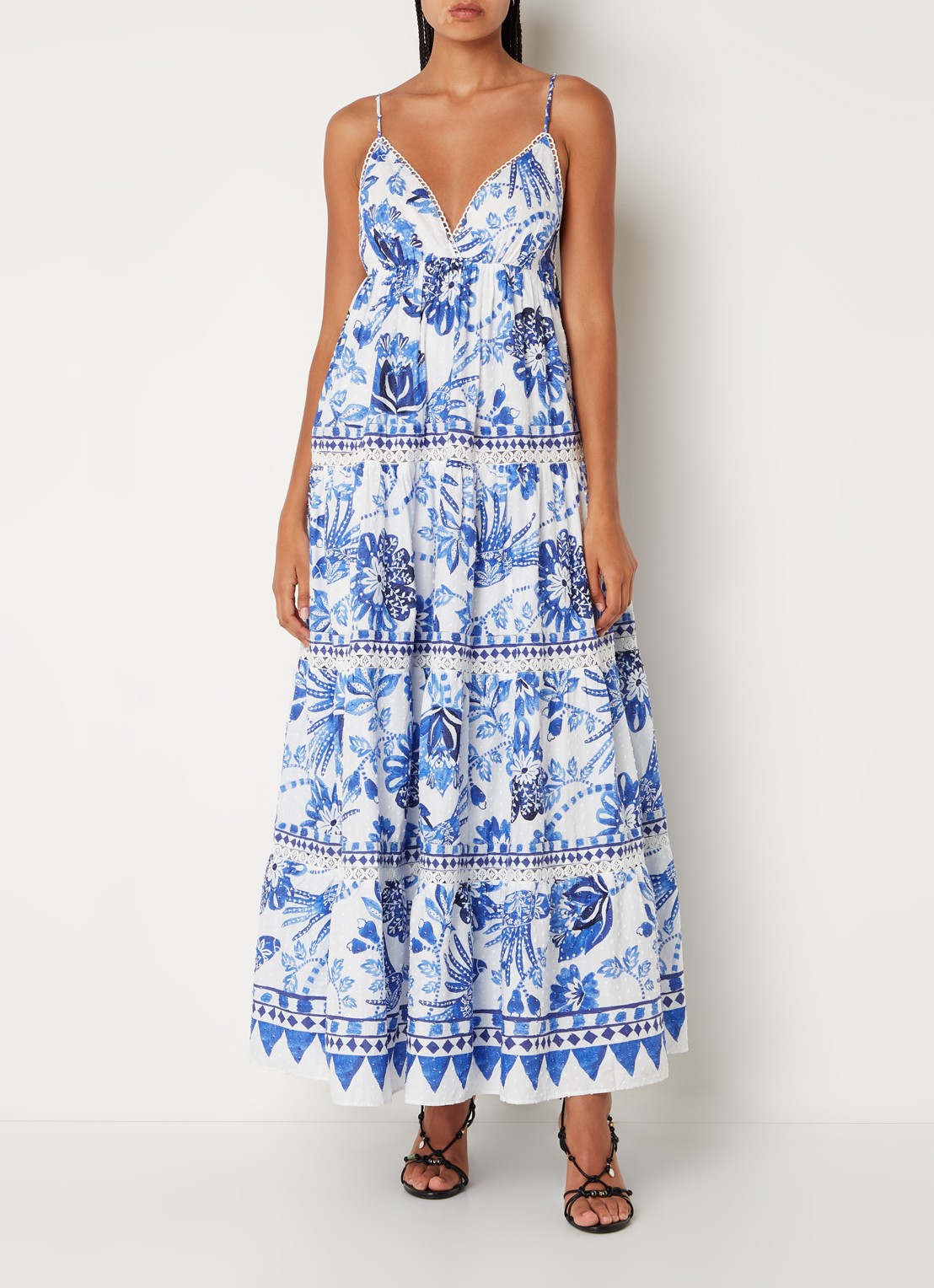 Farm Rio Maxi jurk met bloemenprint - detail 2 royalblauw