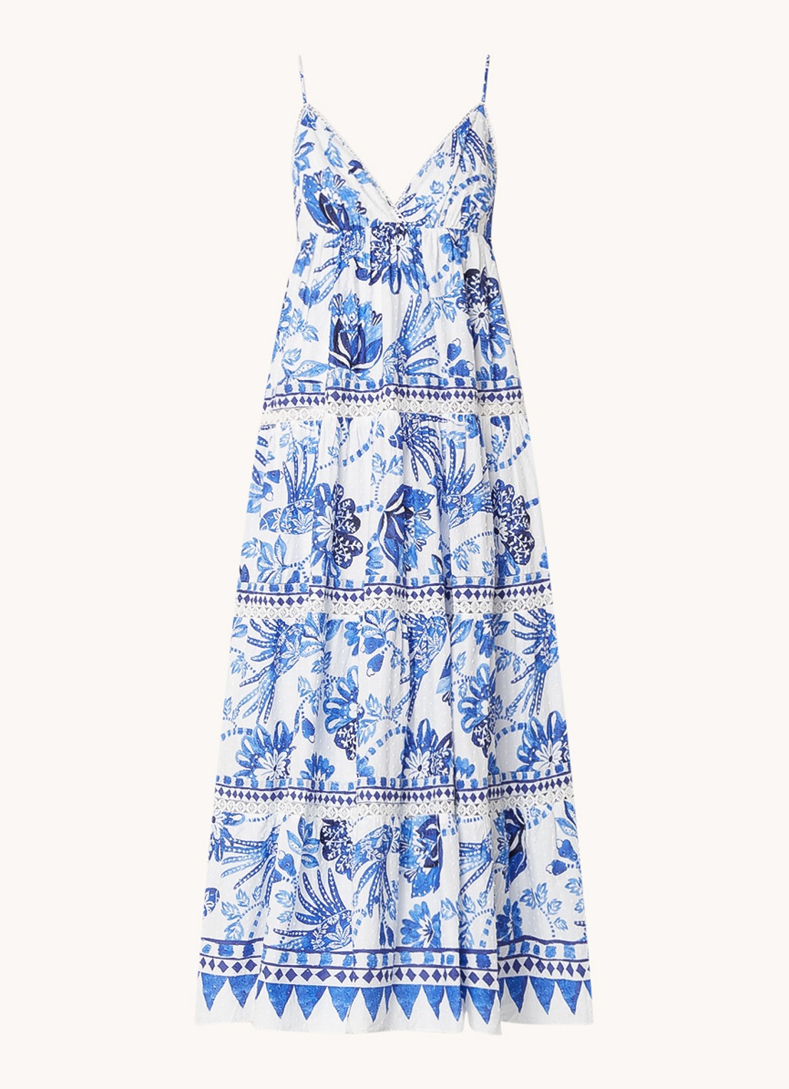 Farm Rio Maxi jurk met bloemenprint - voorkant 4 royalblauw