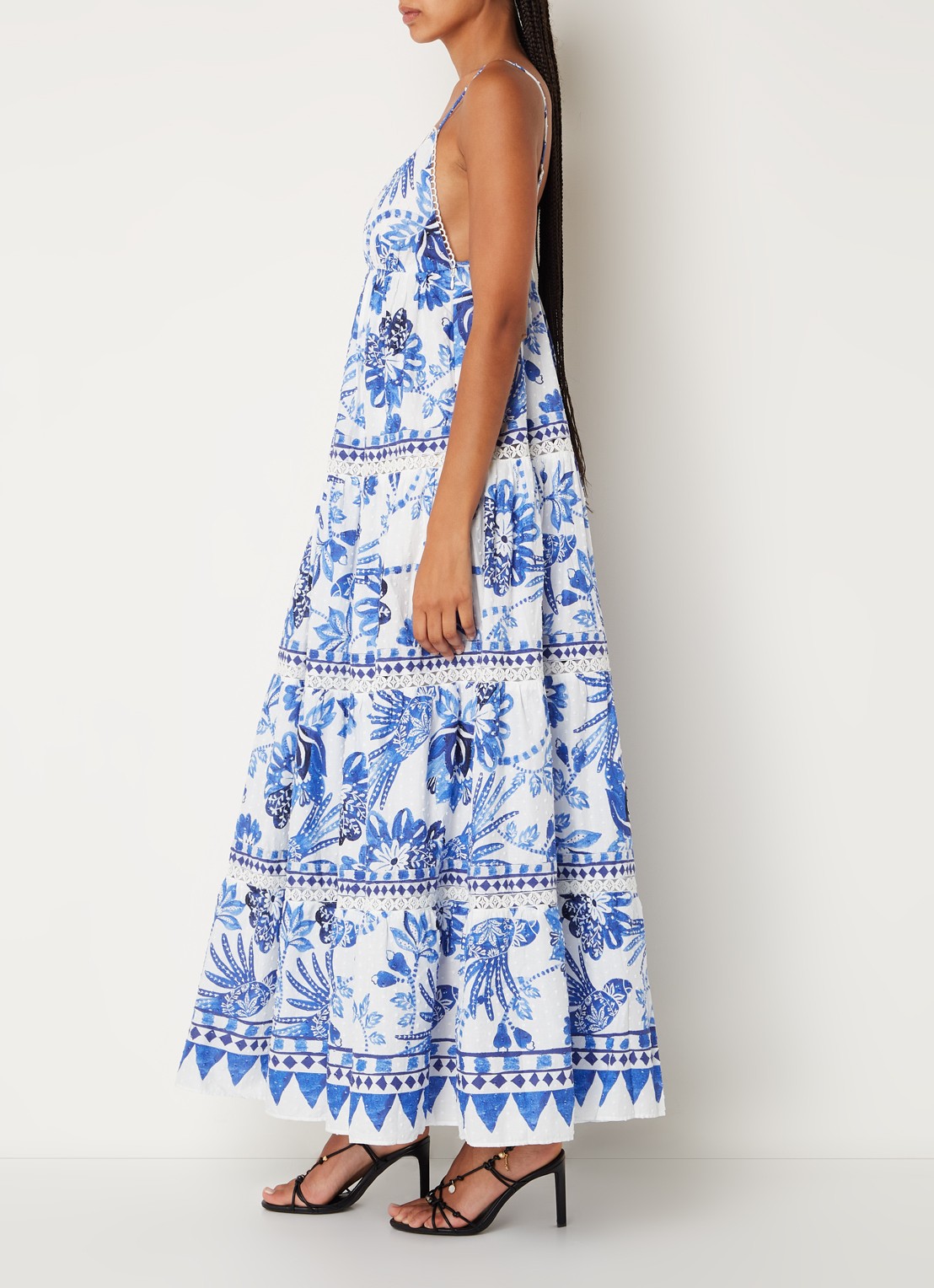Farm Rio Maxi jurk met bloemenprint - voorkant 5 royalblauw