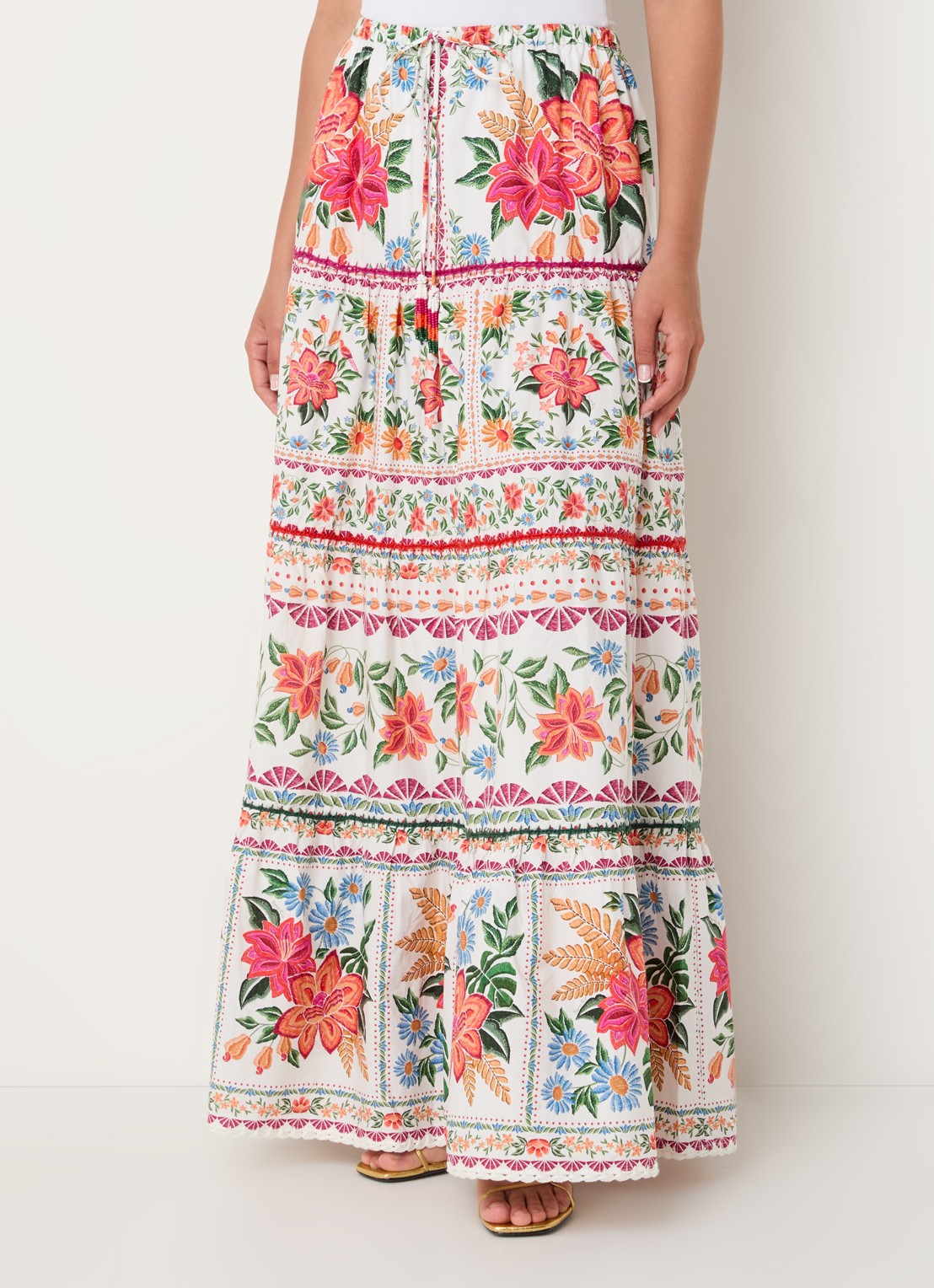 Farm Rio Maxi rok met bloemenprint - detail roze