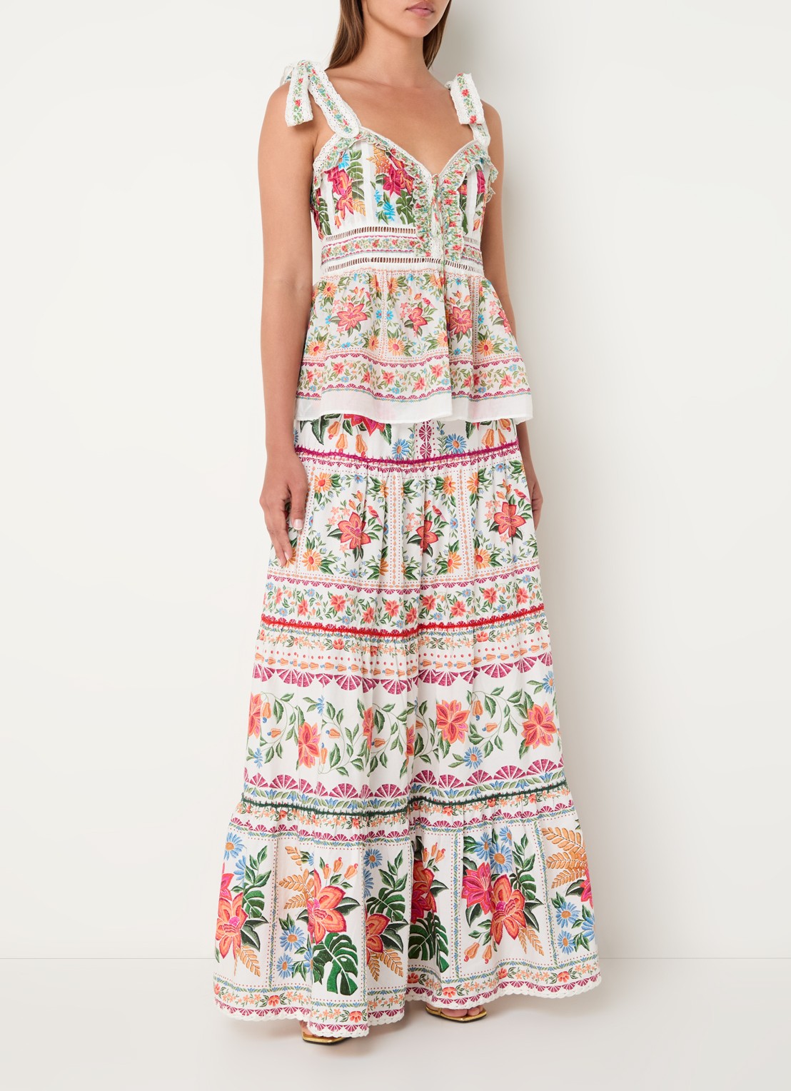 Farm Rio Maxi rok met bloemenprint - voorkant 3 roze