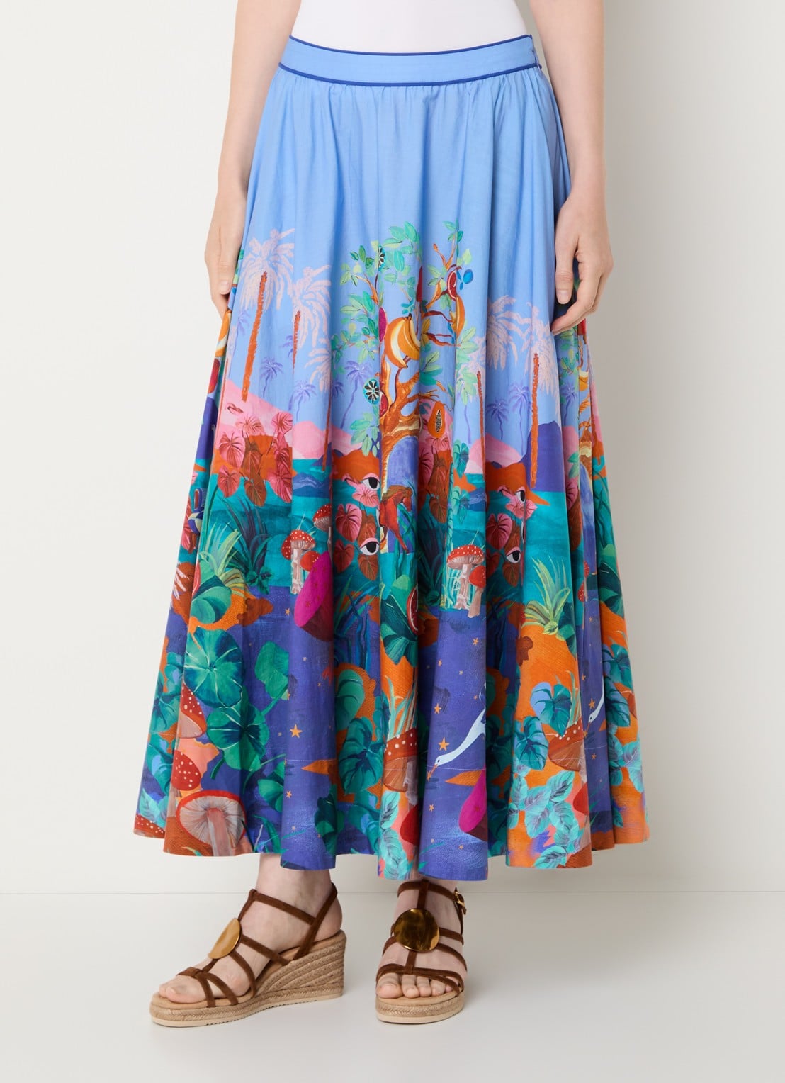 Farm Rio Maxi rok met print - detail blauw
