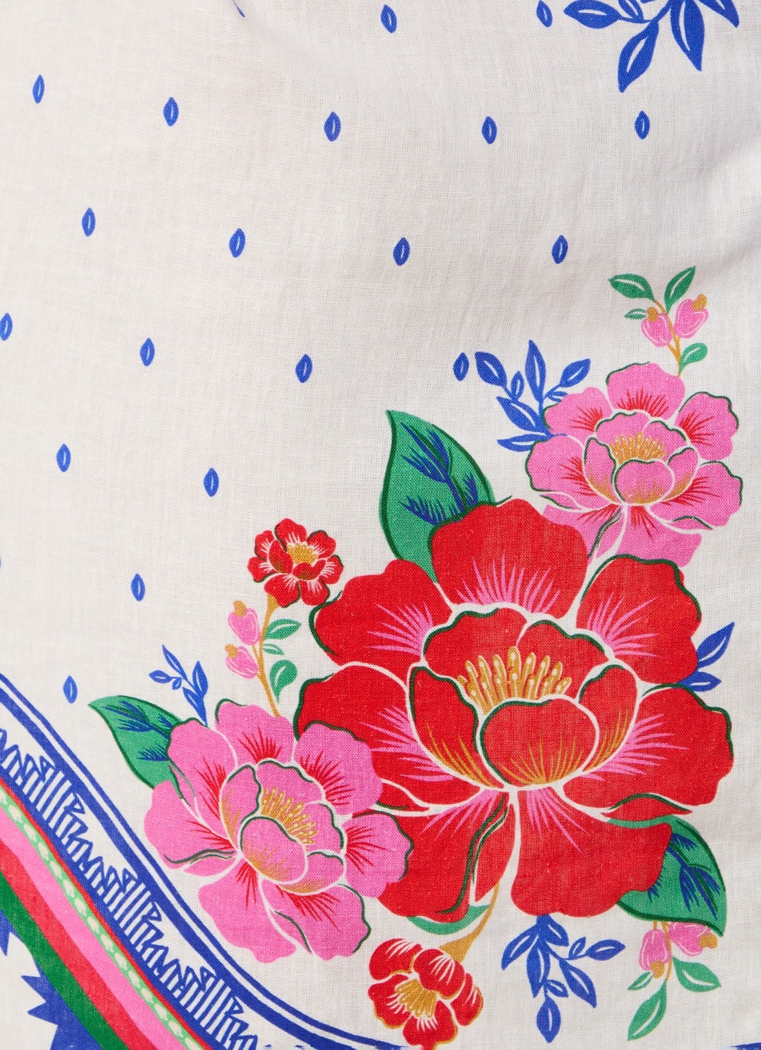 Farm Rio Midi blousejurk in linnenblend met bloemenprint - detail 5 gebroken wit