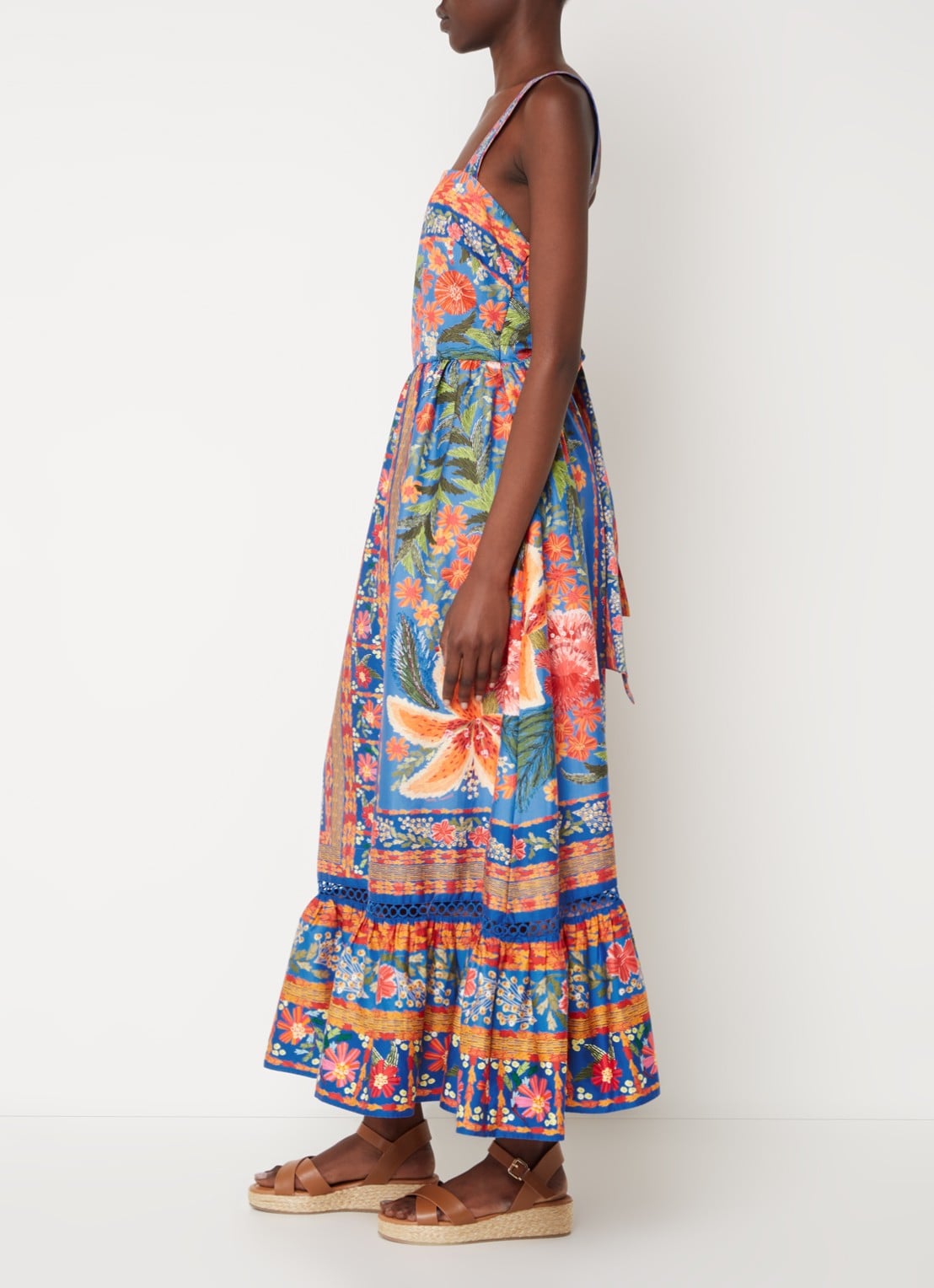 Farm Rio Midi jurk met print en strikdetail  - achterkant 5 blauw