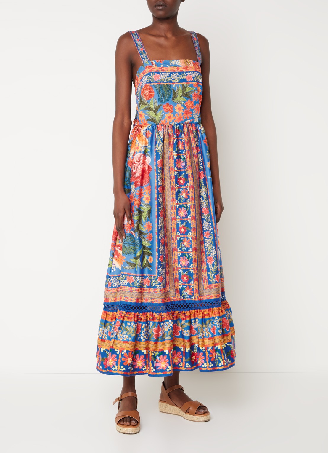 Farm Rio Midi jurk met print en strikdetail  - detail 3 blauw