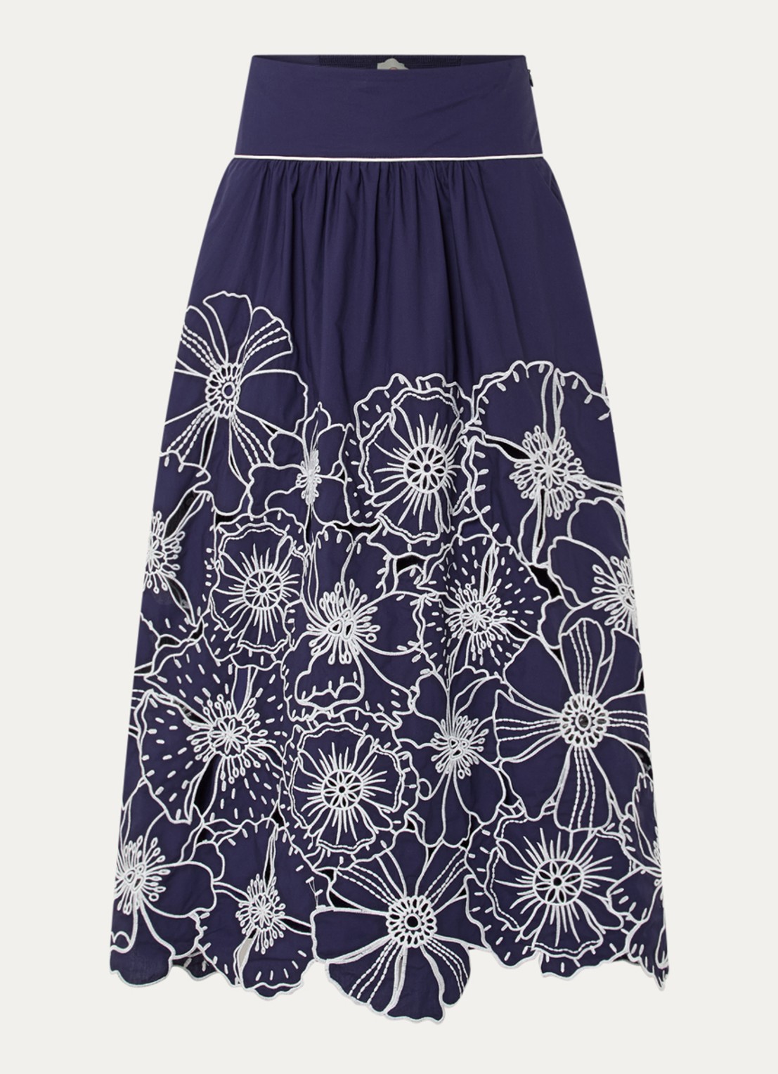 Farm Rio Midi rok met opengewerkt dessin - voorkant donkerblauw