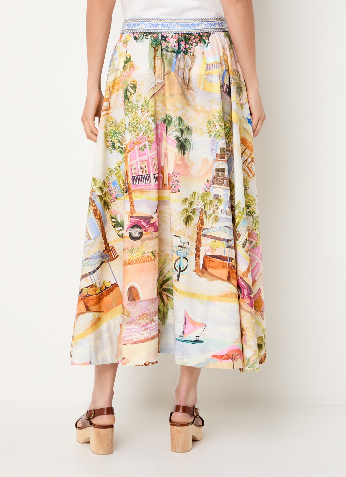 Farm Rio Midi rok met print - achterkant geel