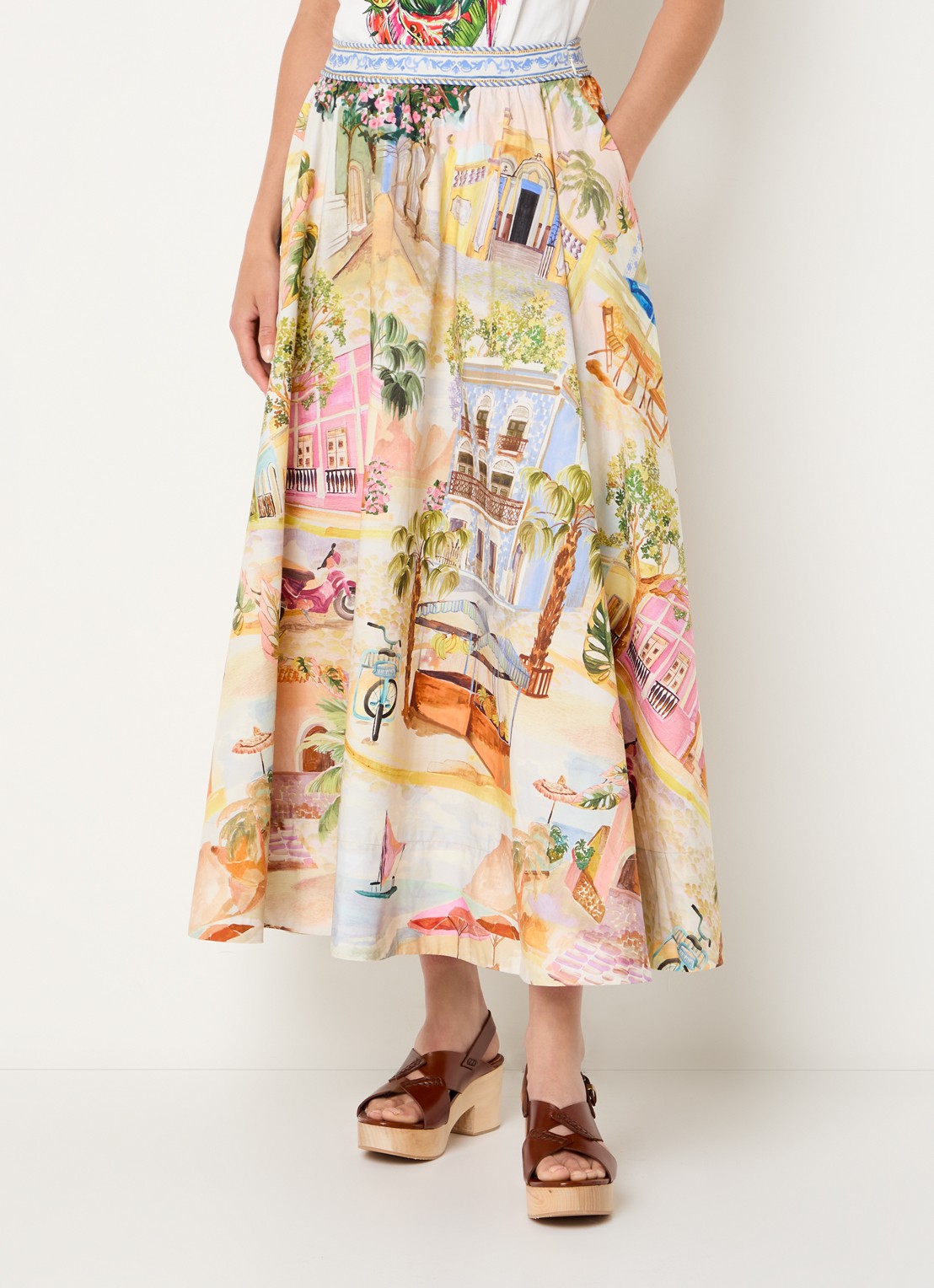 Farm Rio Midi rok met print - detail 2 geel