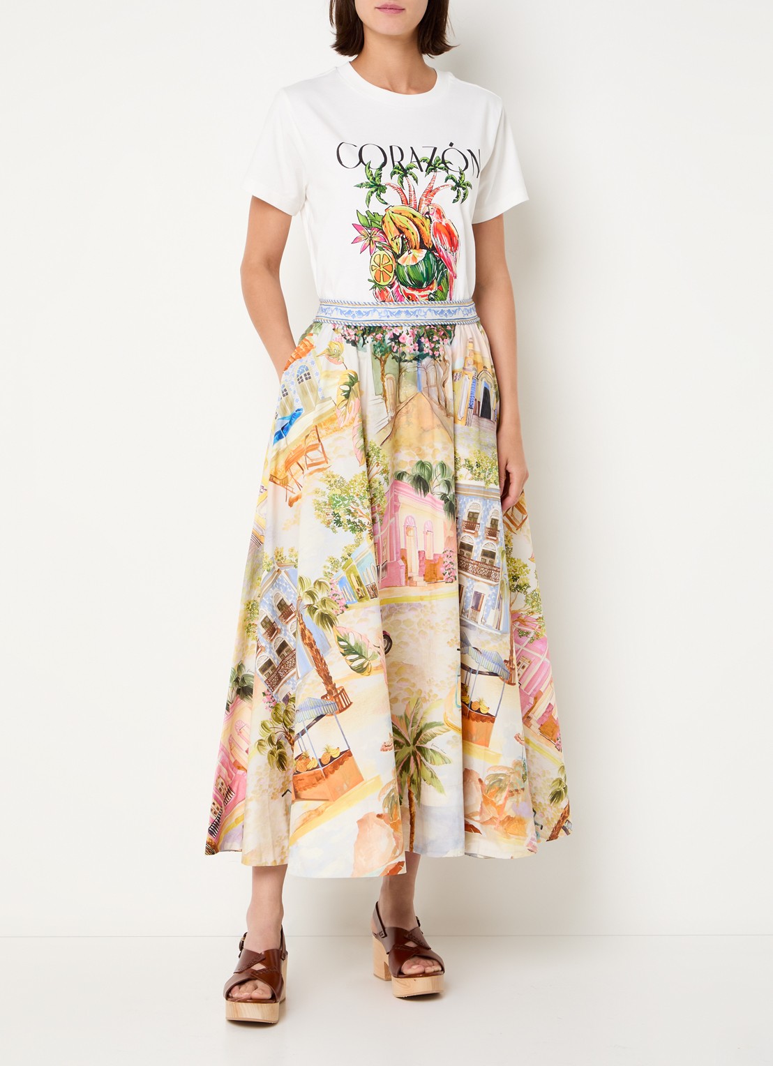 Farm Rok Farm Rio Midi rok met print • Geel • de Bijenkorf