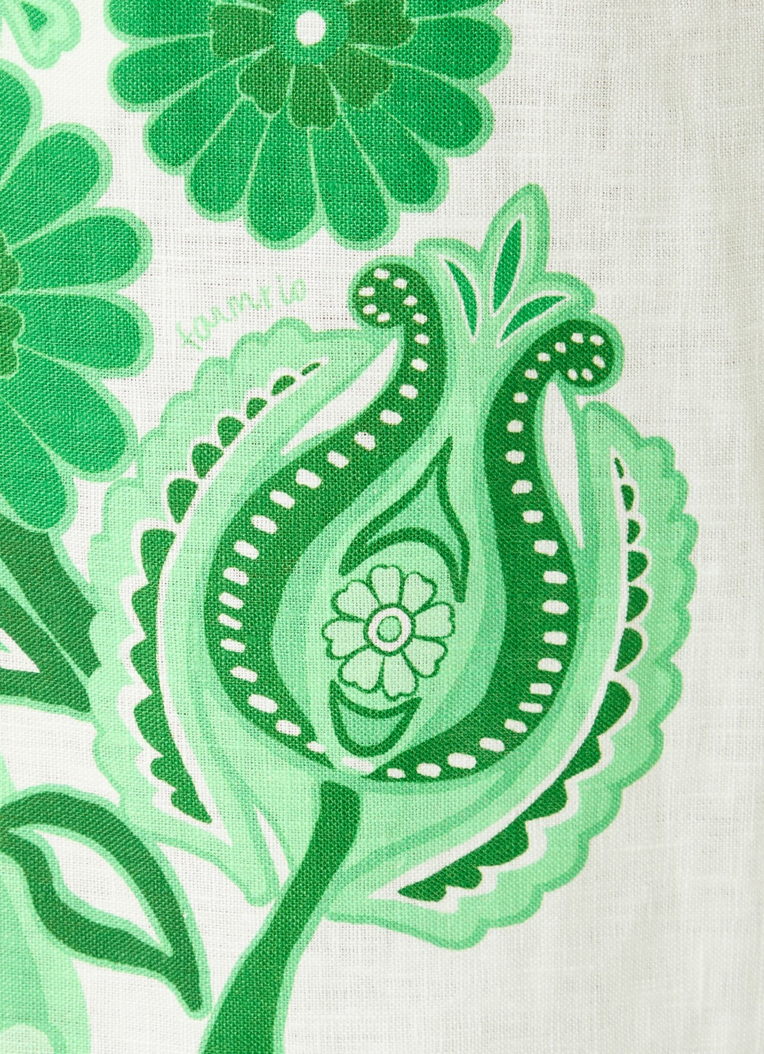 Farm Rio Midi rok van linnen met bloemenprint - detail 2 groen