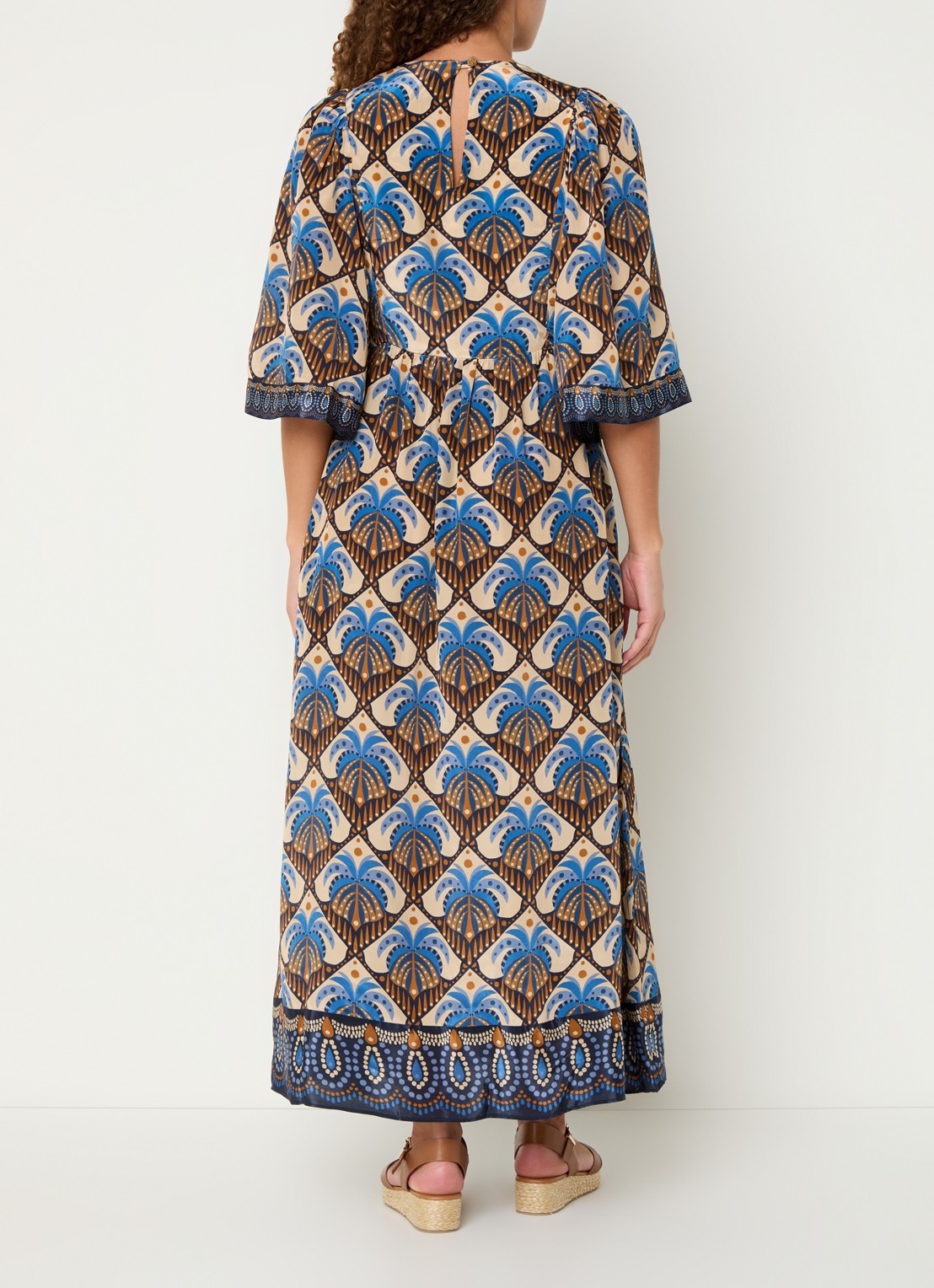 Farm Rio Midi tuniekjurk met print en vlindermouw - achterkant 5 donkerblauw