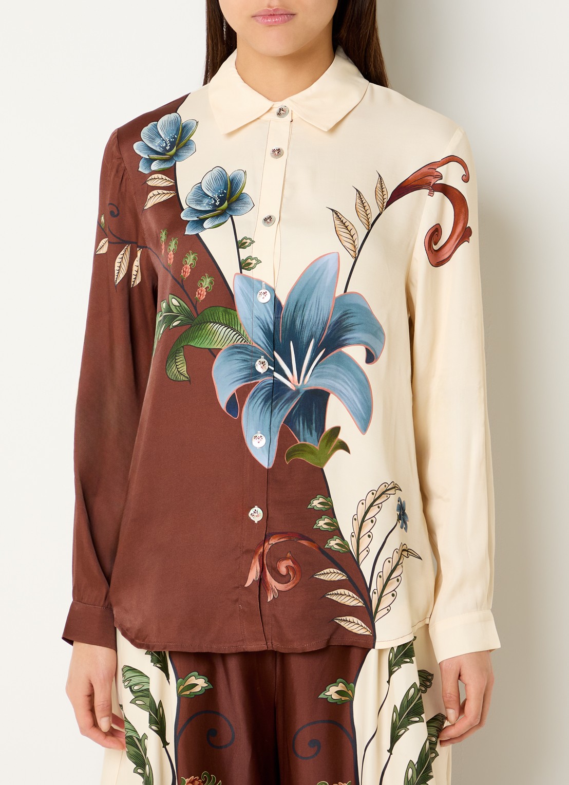 Farm Rio Milena blouse met print - detail 3 bruin