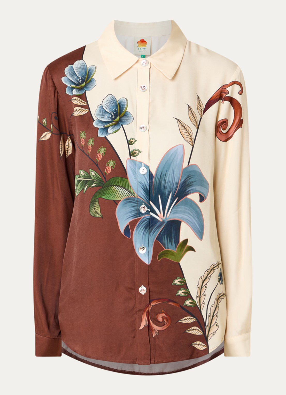 Farm Rio Milena blouse met print - voorkant bruin