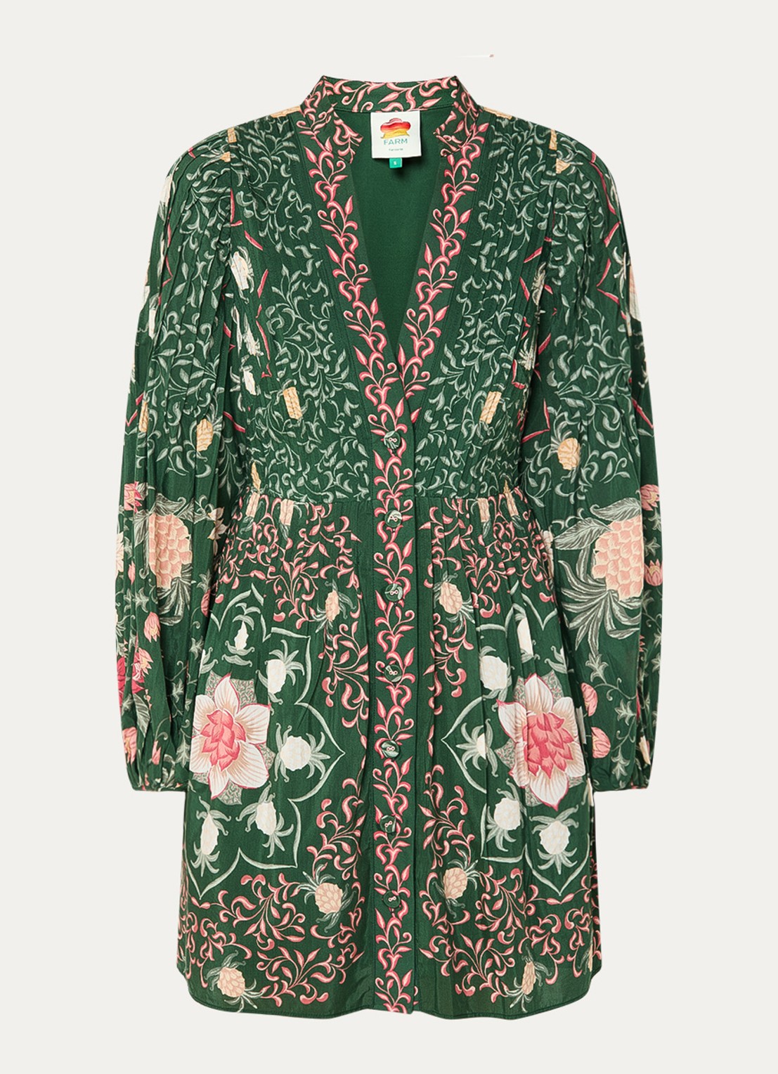 Farm Rio Mini blousejurk met print - voorkant 3 donkergroen