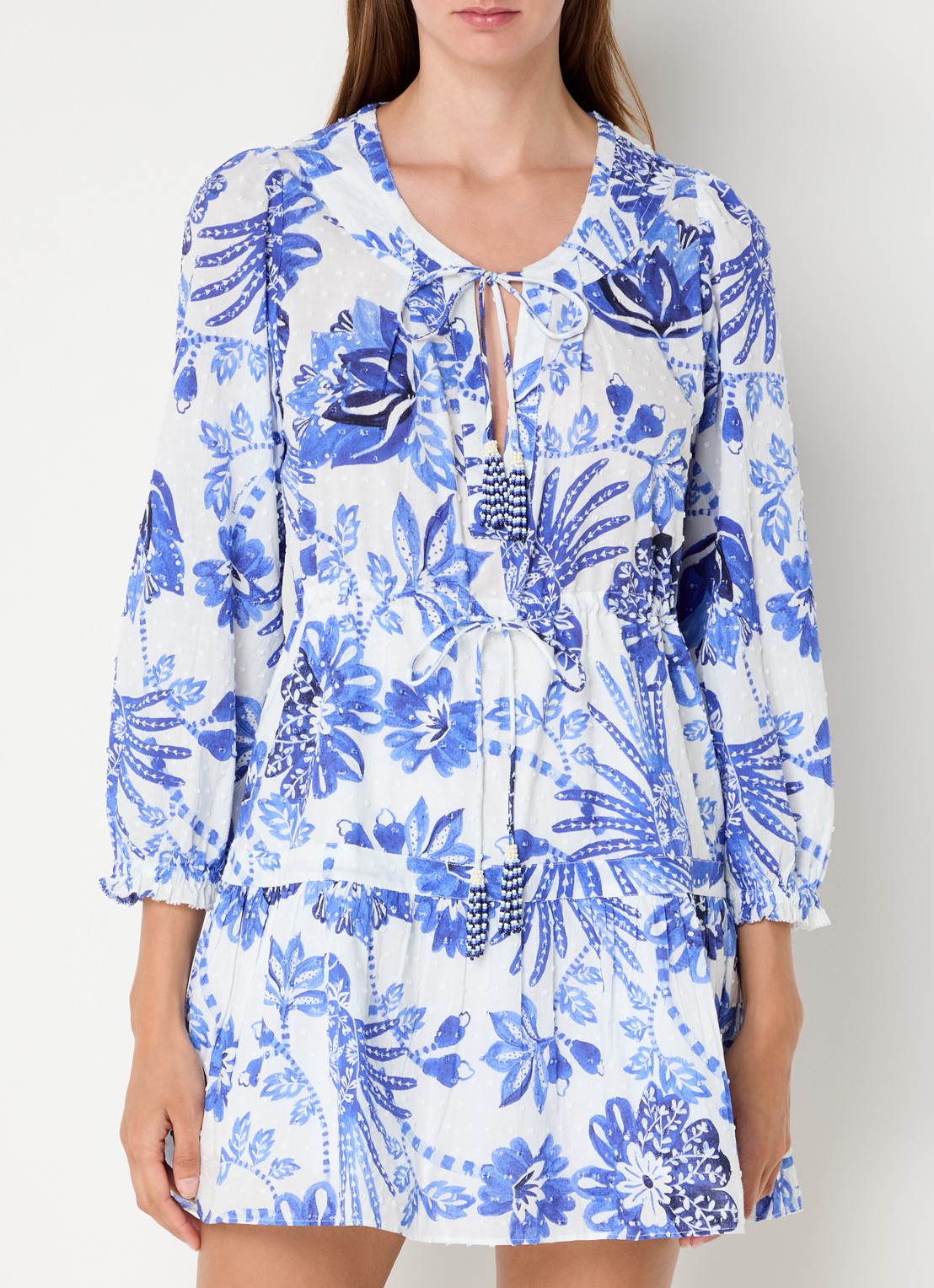 Farm Rio Mini jurk met bloemenprint - detail 4 blauw