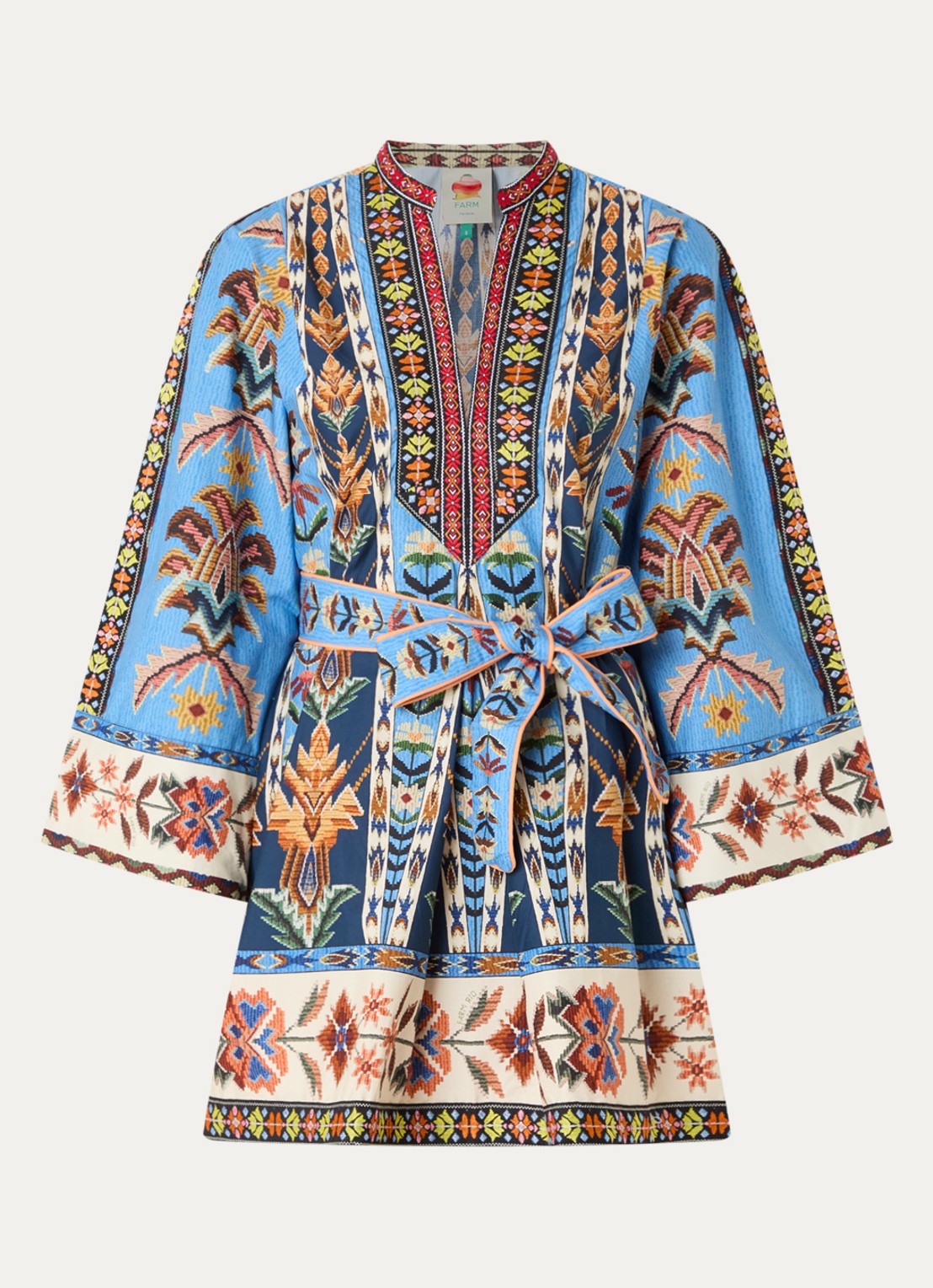 Farm Rio Mini jurk met bloemenprint - voorkant 2 blauw
