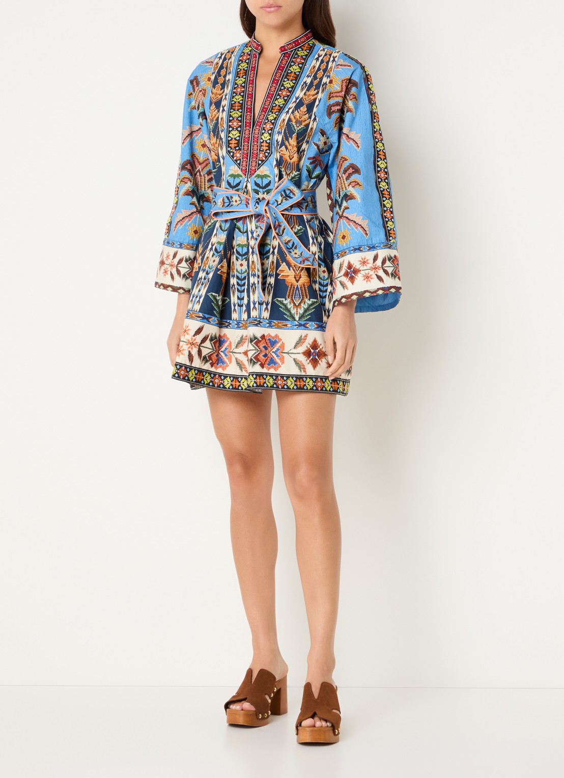 Farm Rio Mini jurk met bloemenprint - voorkant 3 blauw