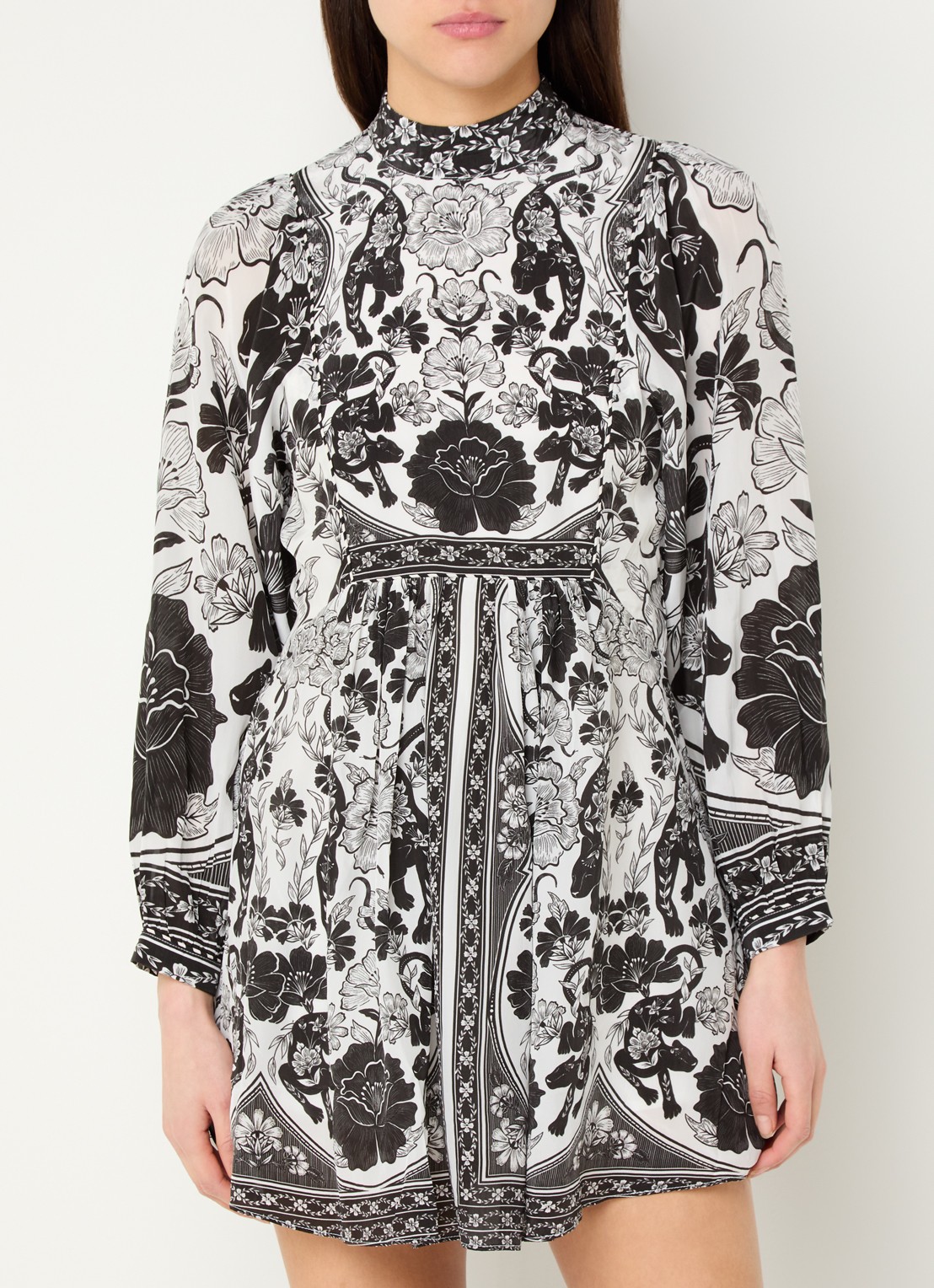 Farm Rio Mini jurk met print - detail 4 gebroken wit