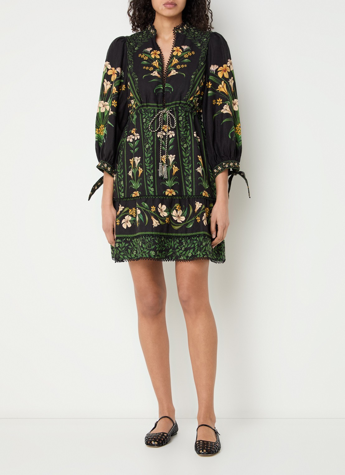 Farm Rio Mini tuniekjurk met bloemenprint - voorkant 2 zwart