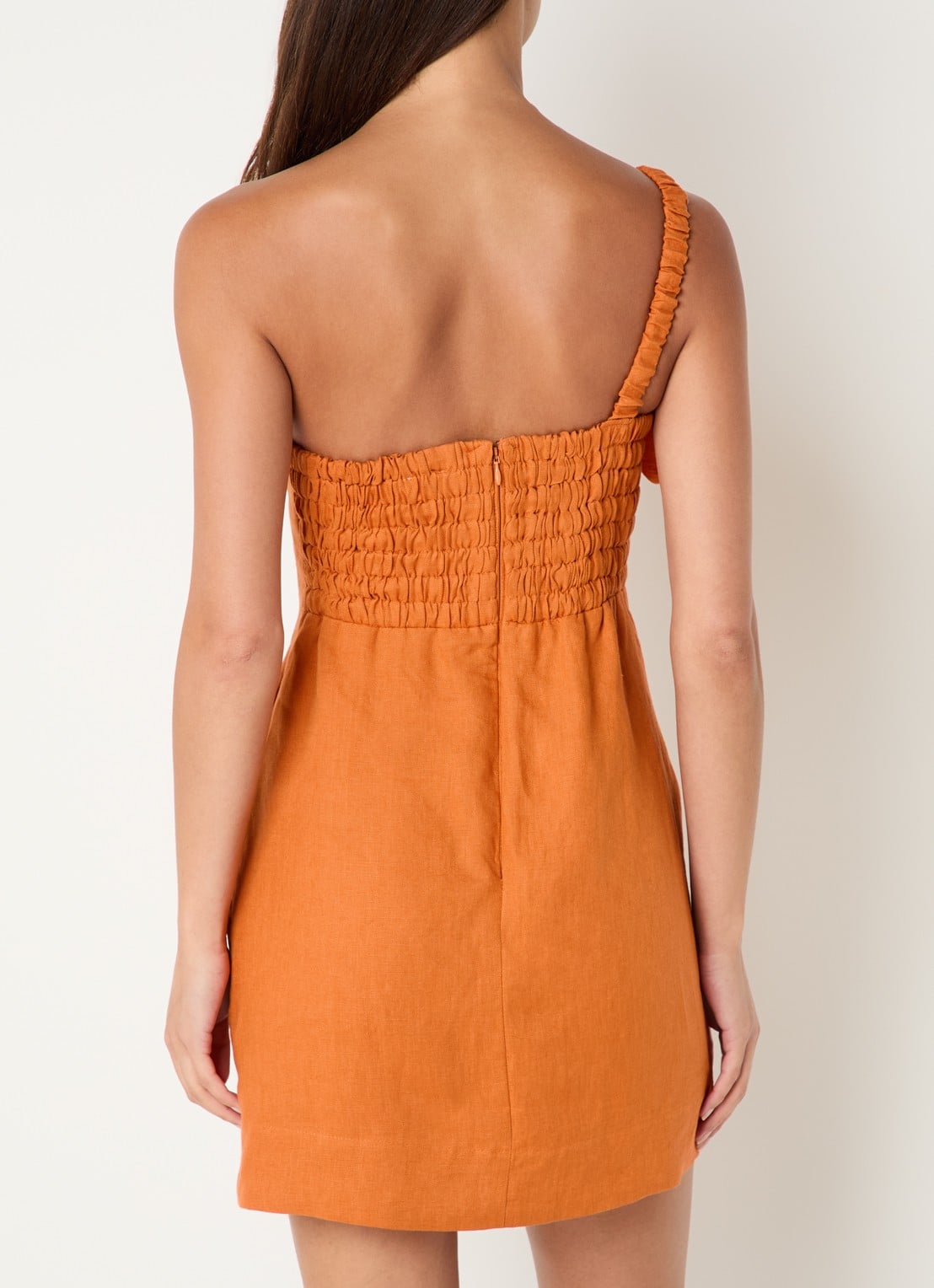 Farm Rio Miranda maxi jurk in linnenblend met print - achterkant 4 oranje