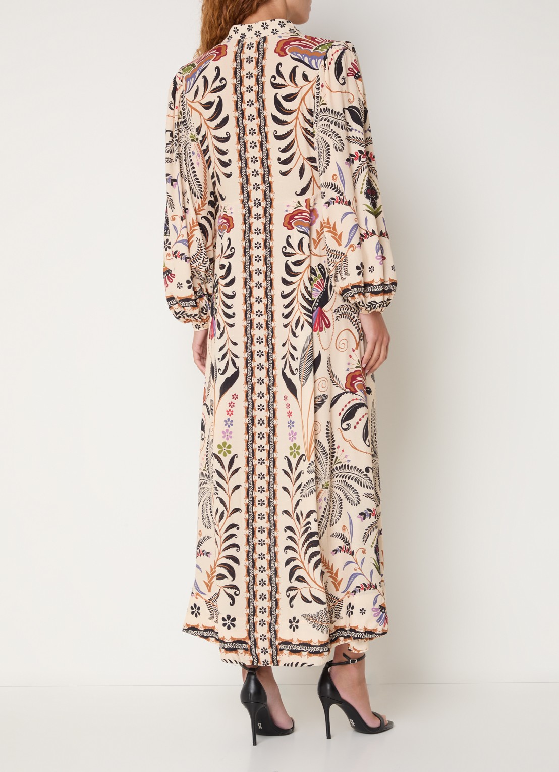 Farm Rio Nature midi blousejurk met bloemenprint - achterkant 5 beige