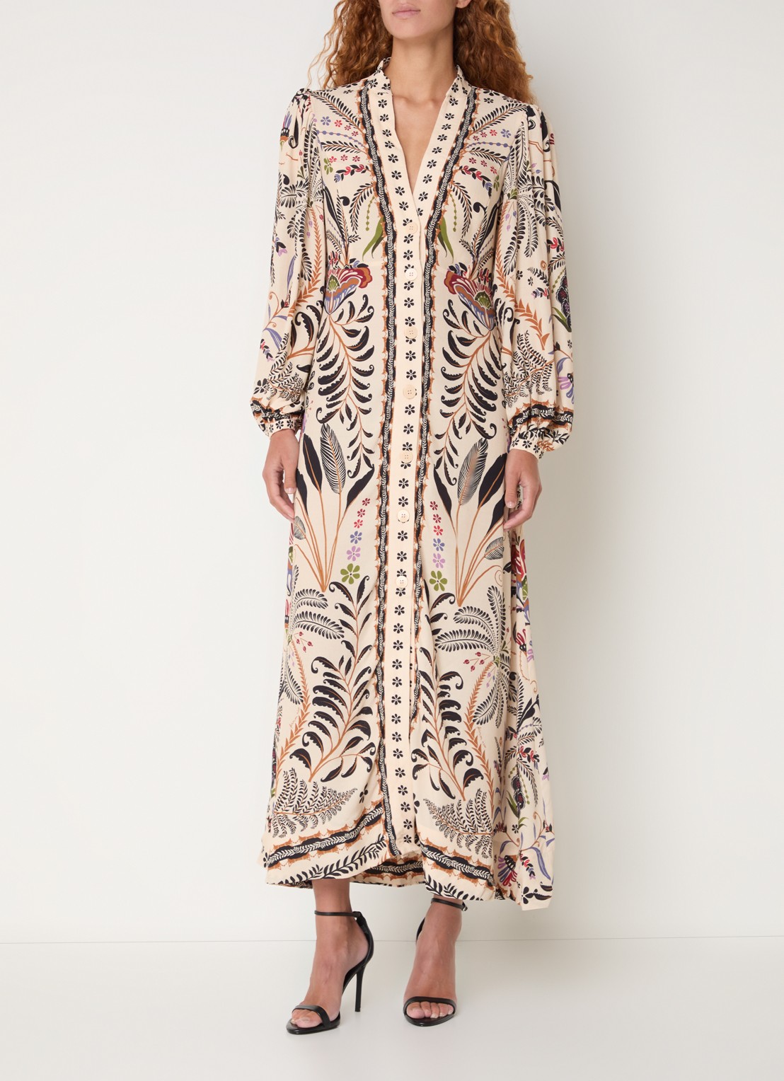Farm Rio Nature midi blousejurk met bloemenprint - detail 3 beige