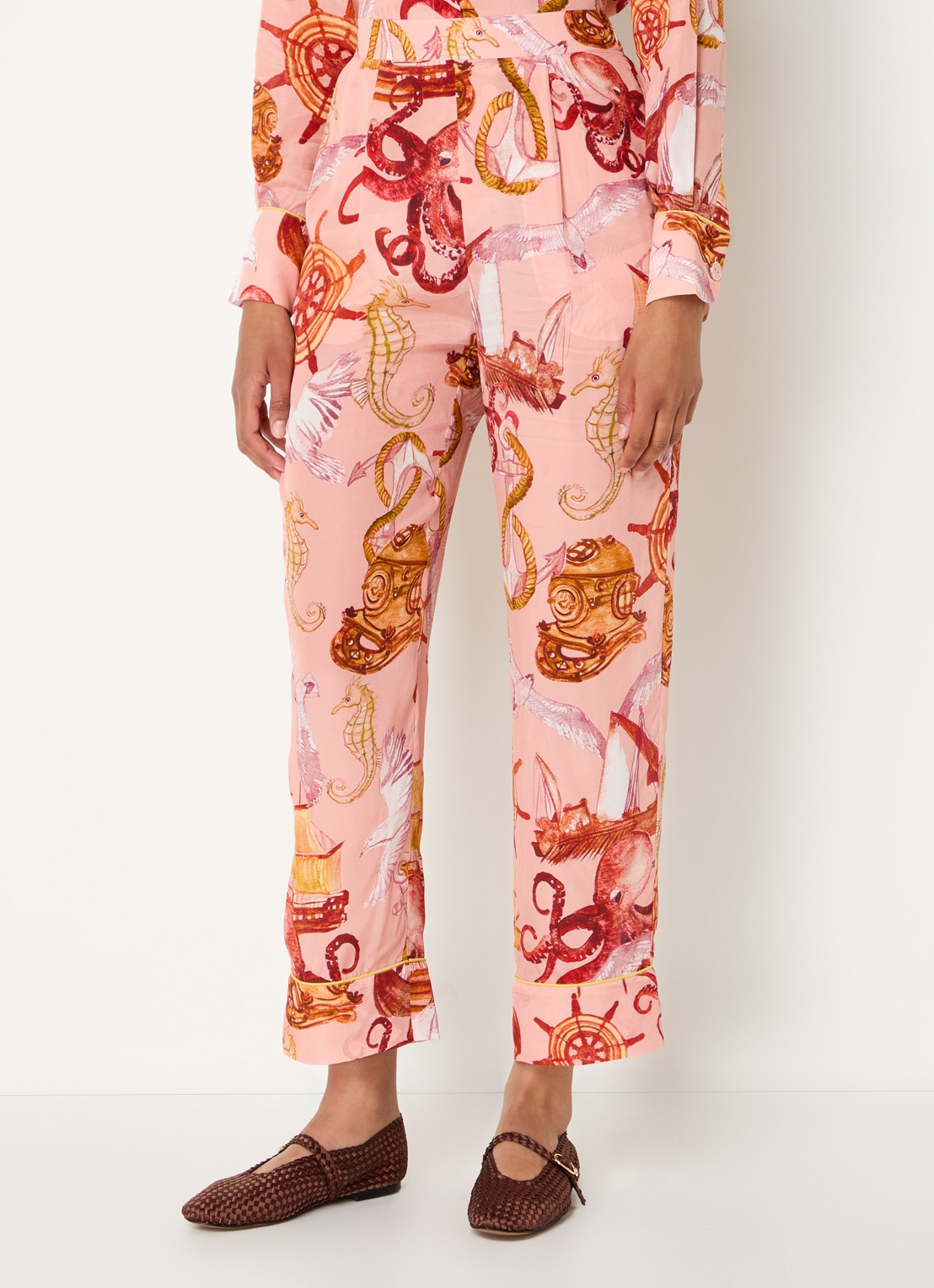 Farm Rio Nautical Wonder cropped slim fit broek met print - detail 3 perzikroze