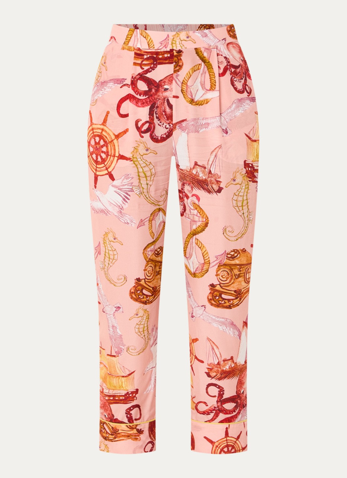 Farm Rio Nautical Wonder cropped slim fit broek met print - voorkant perzikroze
