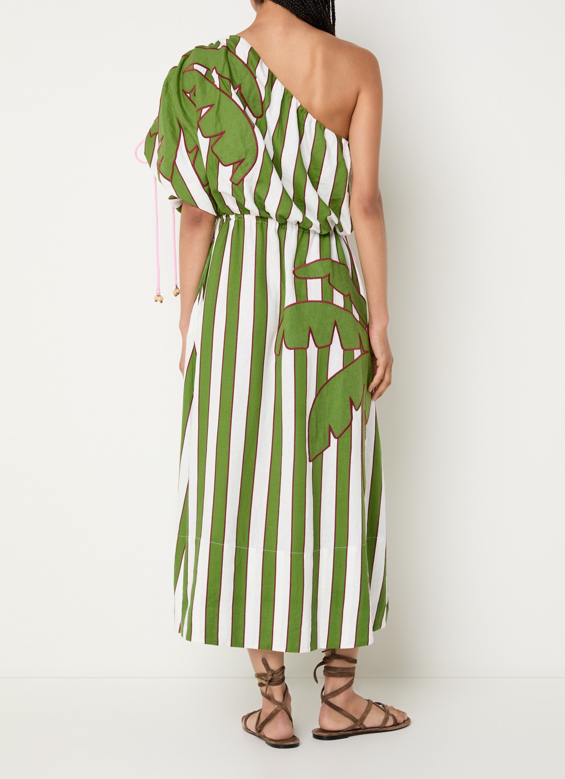 Farm Rio Off-shoulder midi jurk in linnenblend - achterkant 4 groen