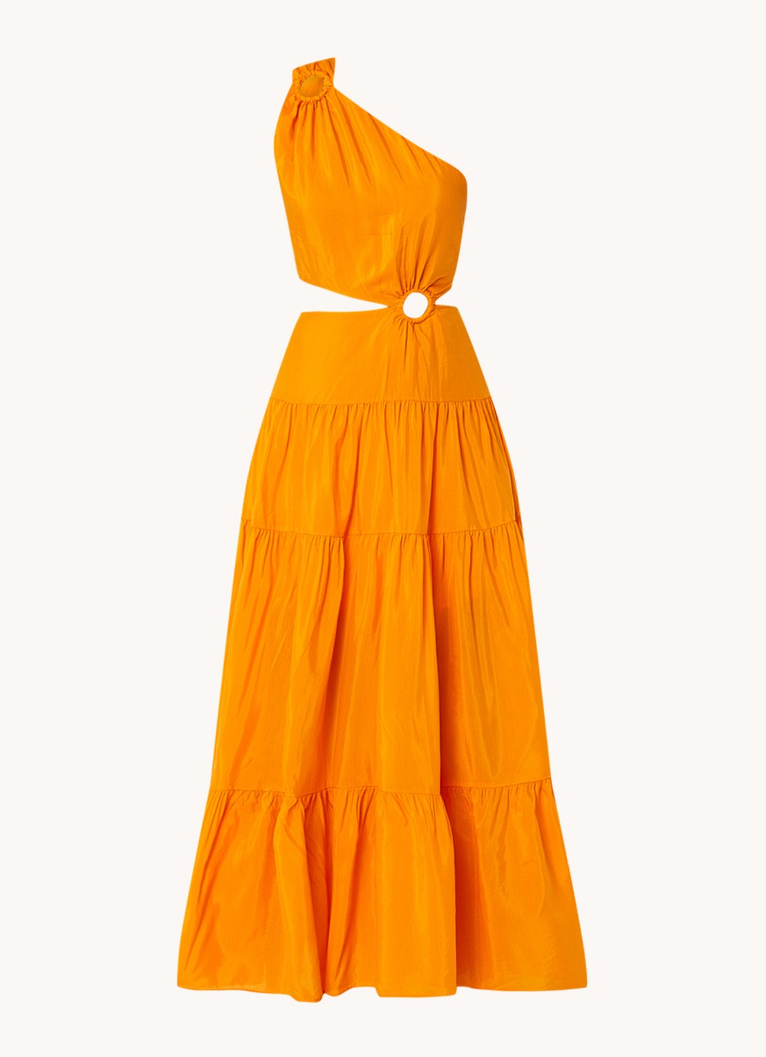 FARM Rio One shoulder maxi jurk met cut-out details - voorkant oranje