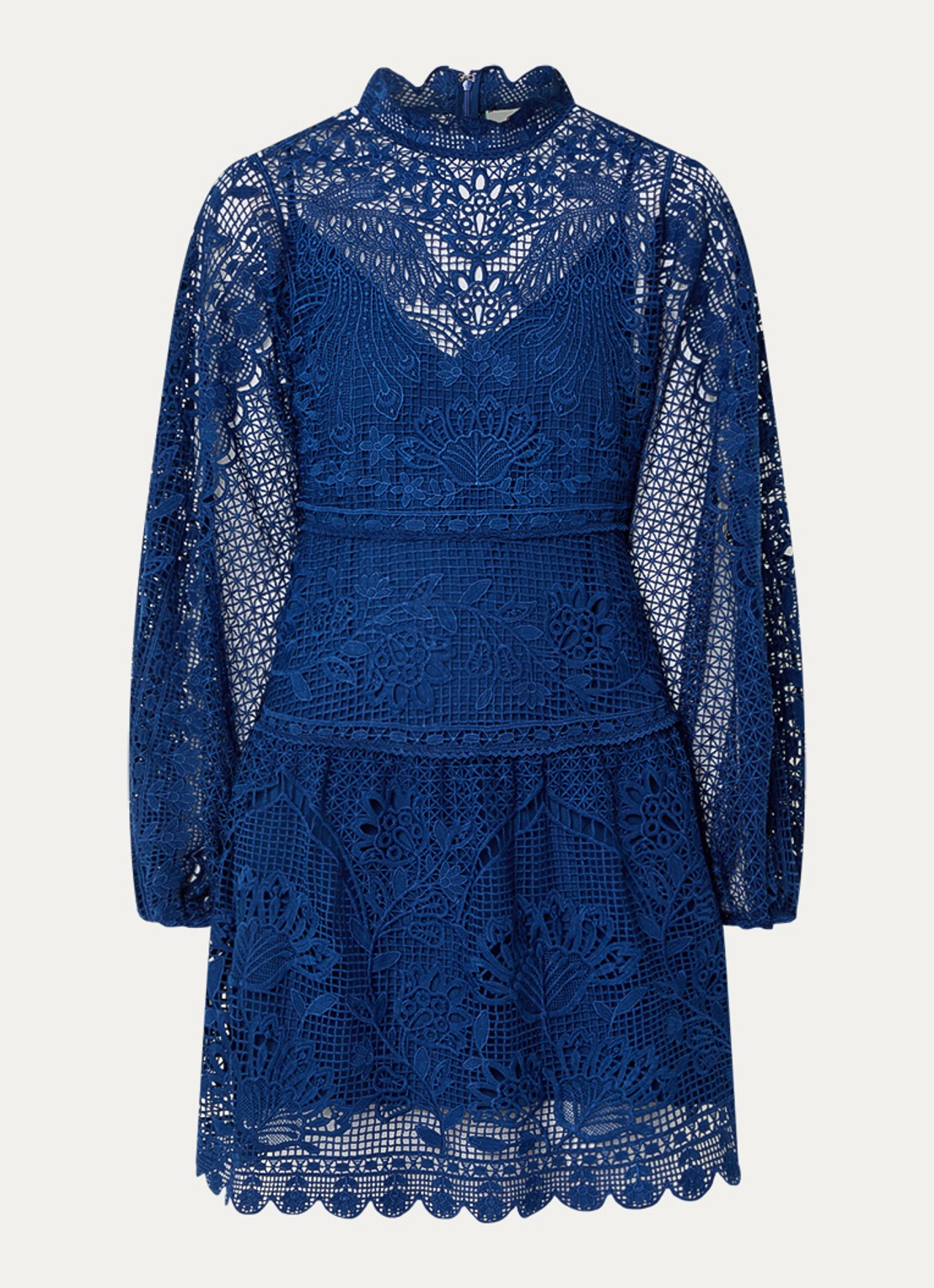 Farm Rio Parrot Garden mini jurk van kant met volant - voorkant 2 donkerblauw