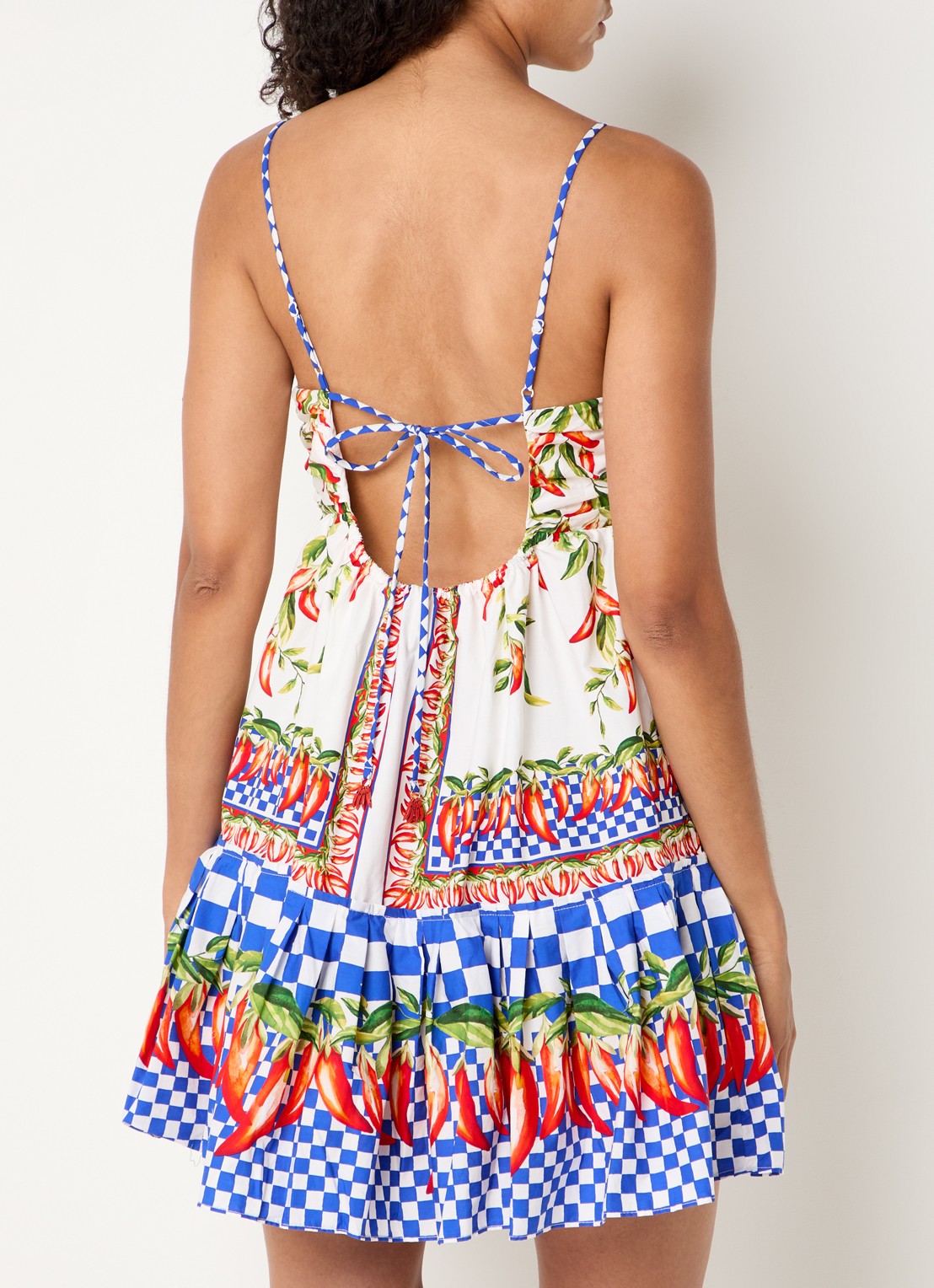 Farm Rio Picnic mini jurk met spaghetti bandjes en print - achterkant kobaltblauw