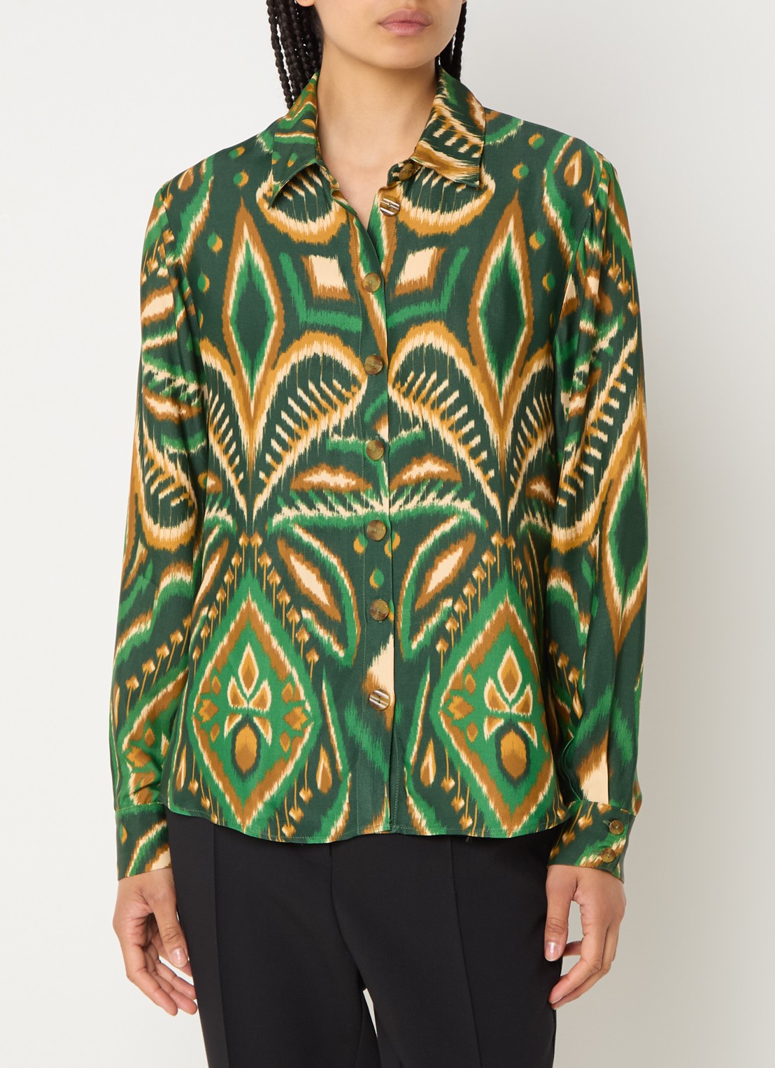Farm Rio Pineapple blouse met print - detail 4 donkergroen
