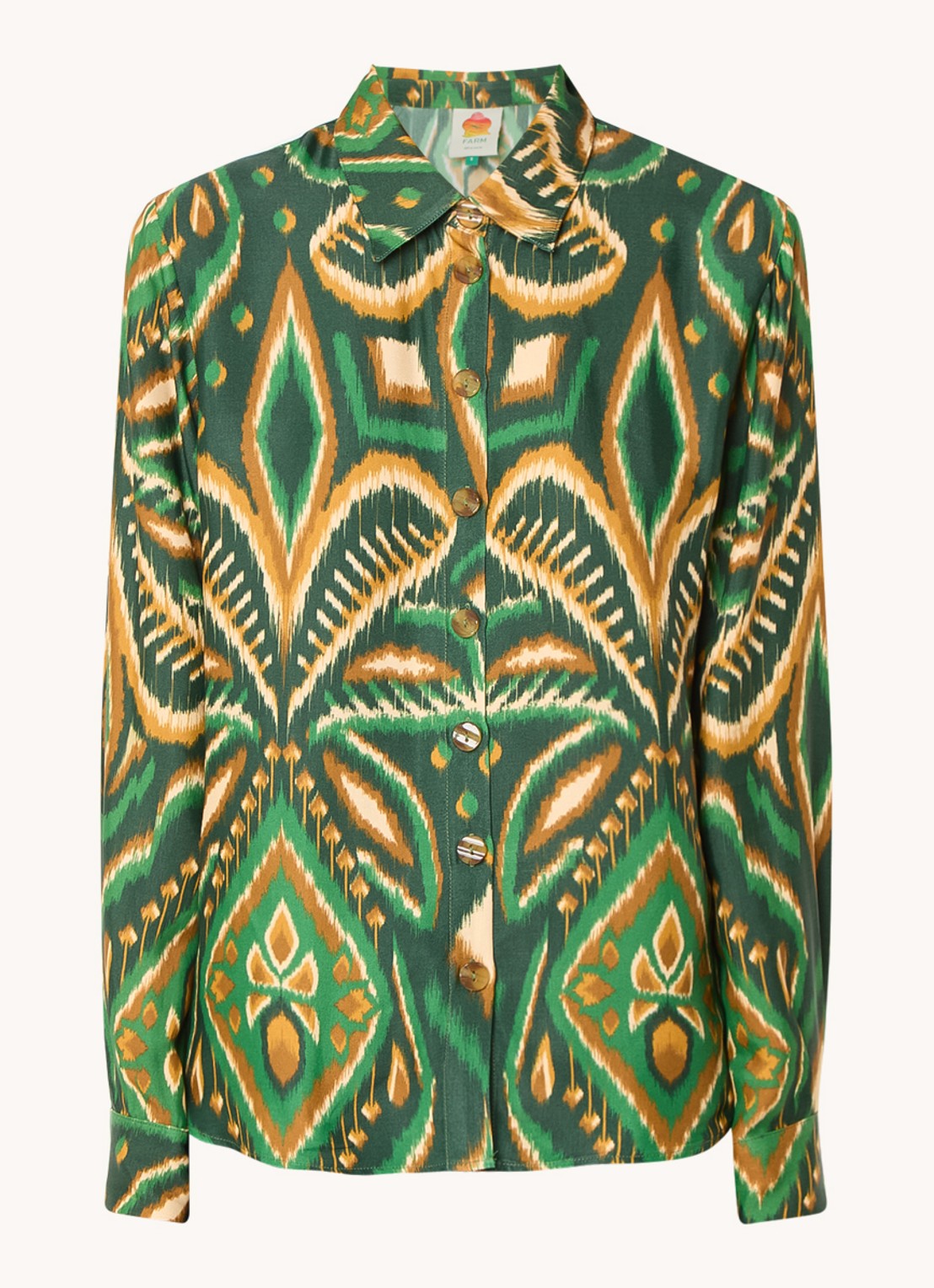 Farm Rio Pineapple blouse met print - voorkant 2 donkergroen