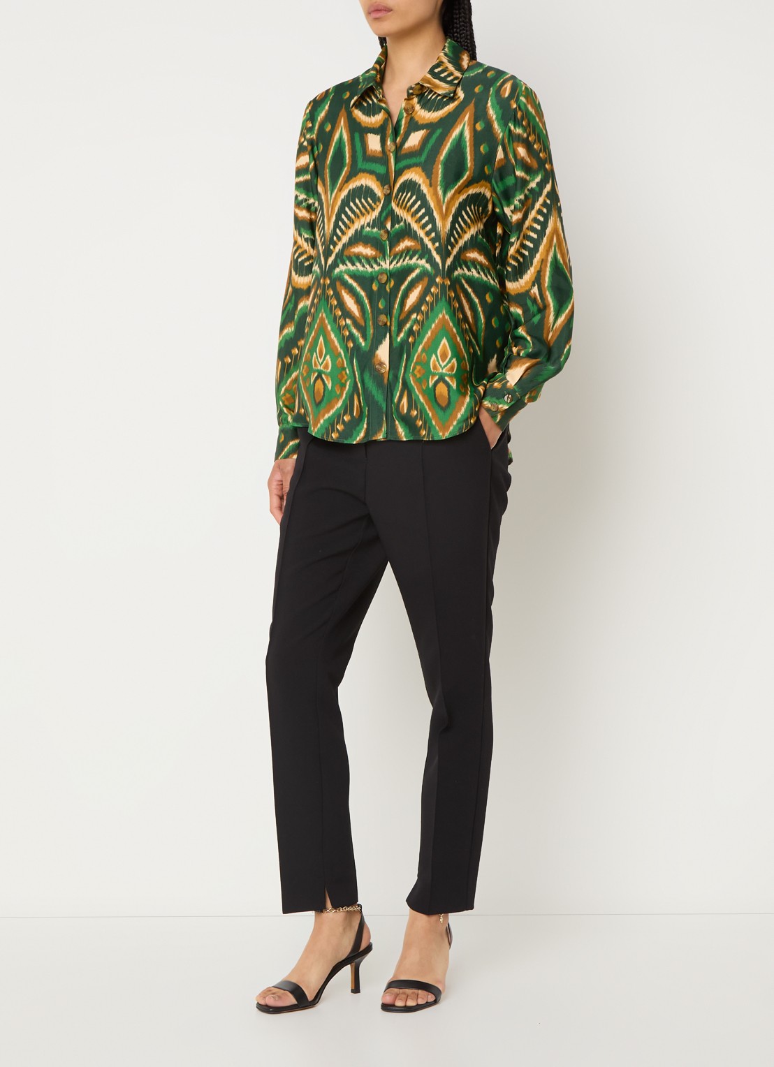 Farm Rio Pineapple blouse met print - voorkant 3 donkergroen