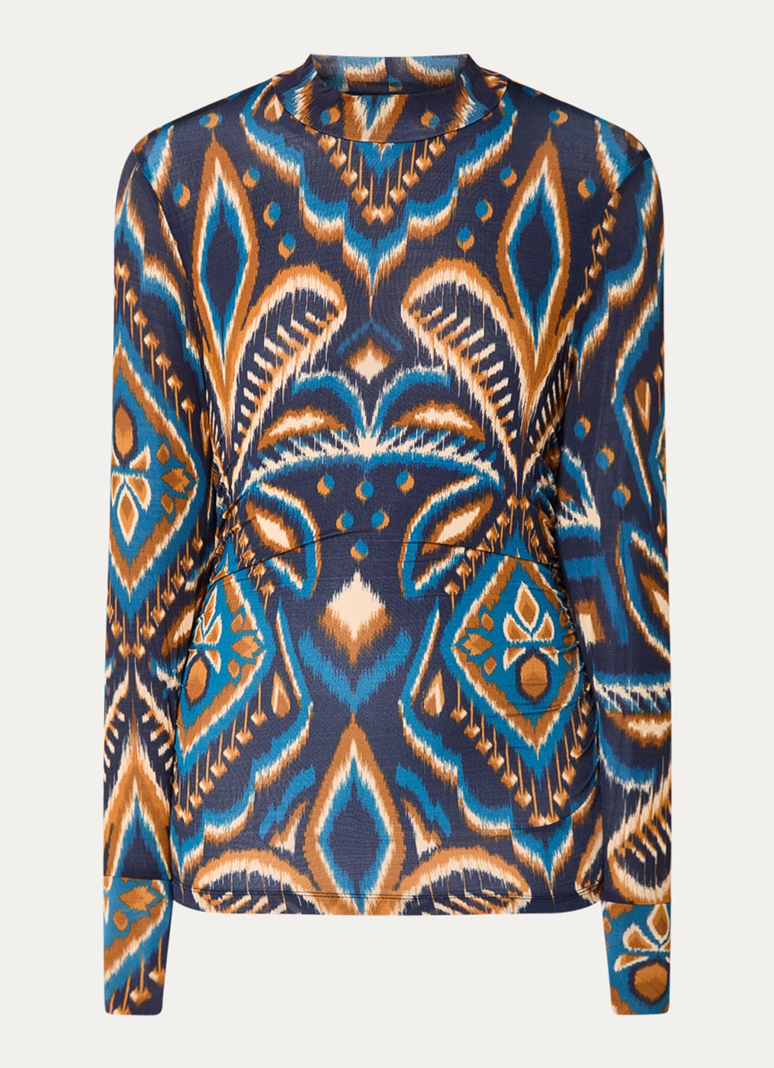 Farm Rio Pineapple top met print en opstaande kraag - voorkant 2 donkerblauw