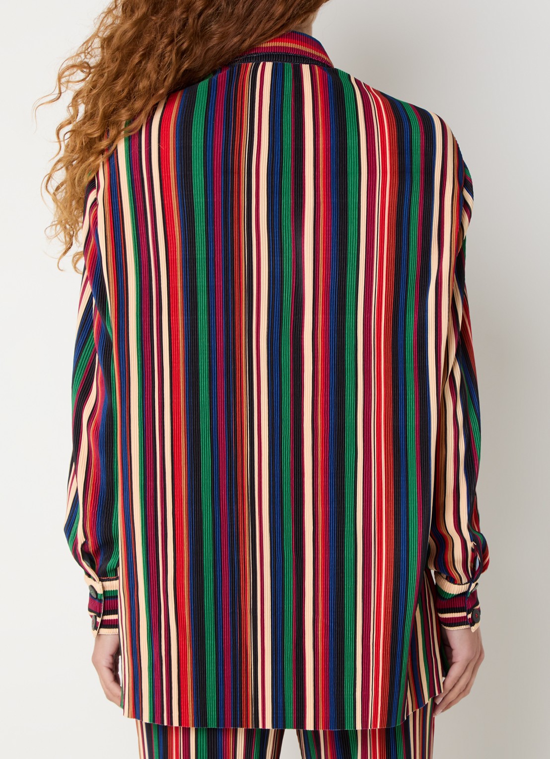 Farm Rio Pipa blouse met streepprint en structuur - achterkant rood