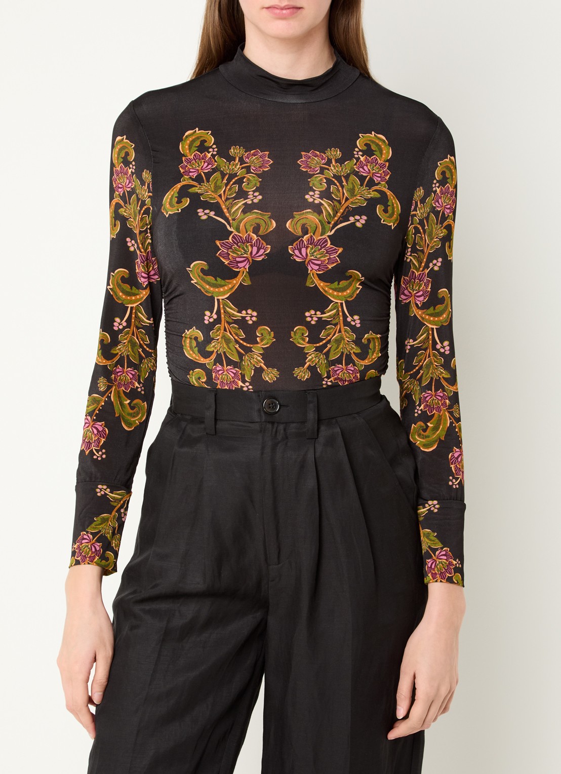 Farm Rio Ravenala top met bloemenprint  - detail 4 zwart