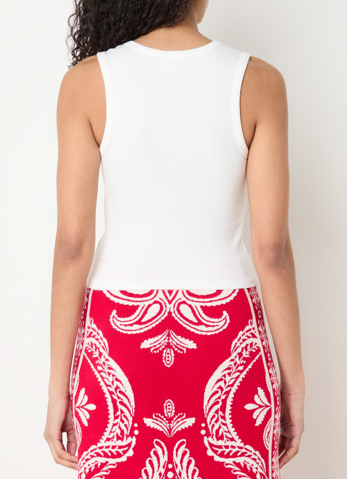 Farm Rio Ribgebreide tanktop met logoborduring - achterkant 4 gebroken wit