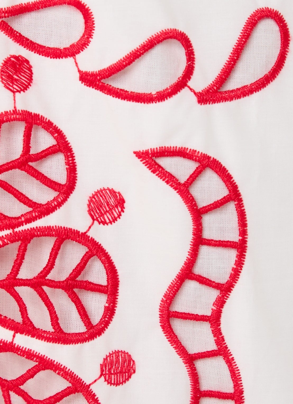 Farm Rio Richelieu midi jurk met broderie en V-hals - detail 2 rood