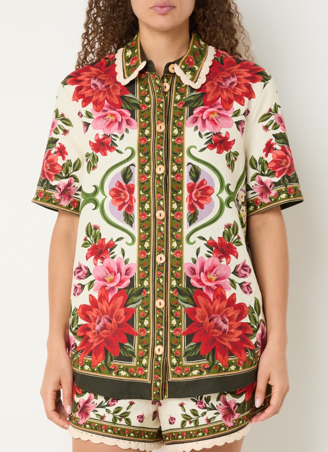 Farm Rio Rio Sand blouse met print - detail 3 donkerrood