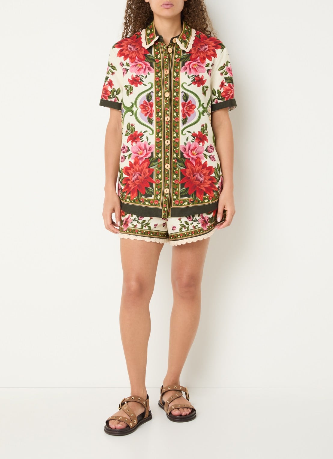 Farm Rio Rio Sand blouse met print - voorkant 2 donkerrood