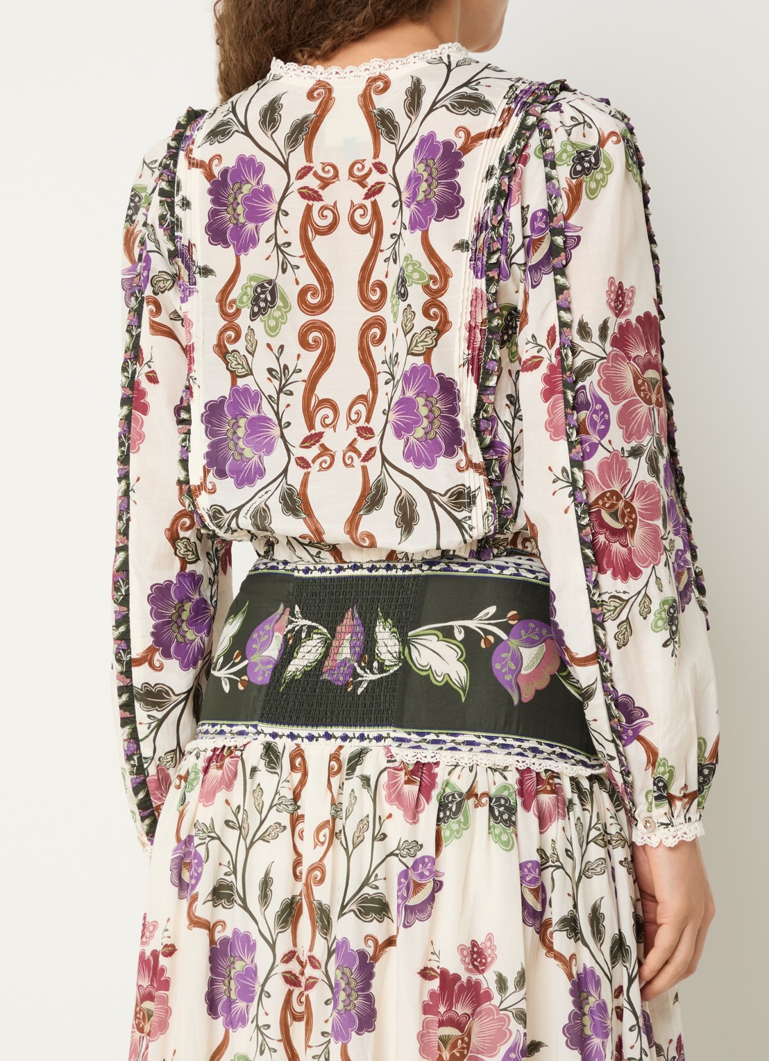 Farm Rio Rococo blouse met bloemenprint - achterkant gebroken wit