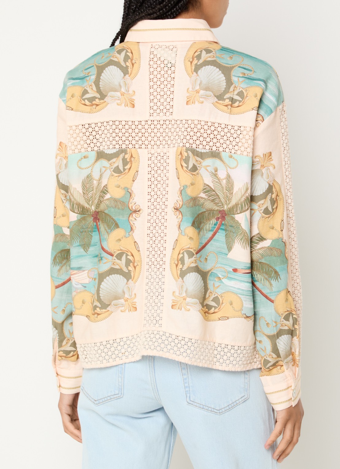 Farm Rio Royal Sea blouse met print - achterkant beige