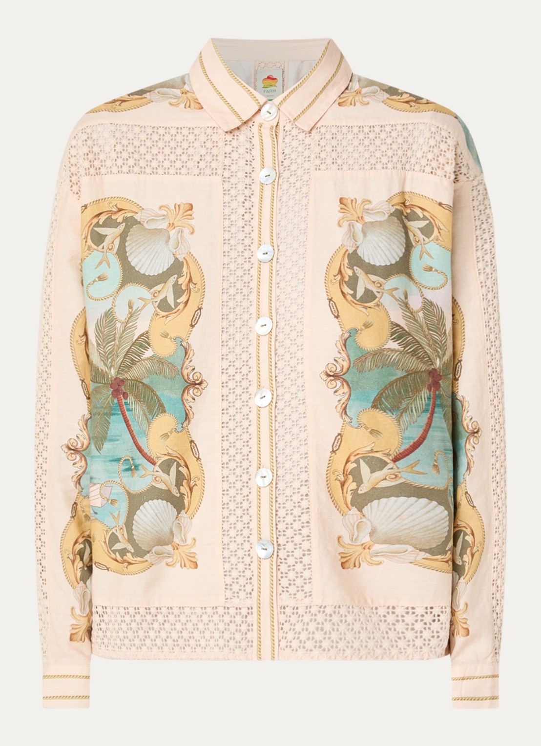 Farm Rio Royal Sea blouse met print - voorkant 3 beige