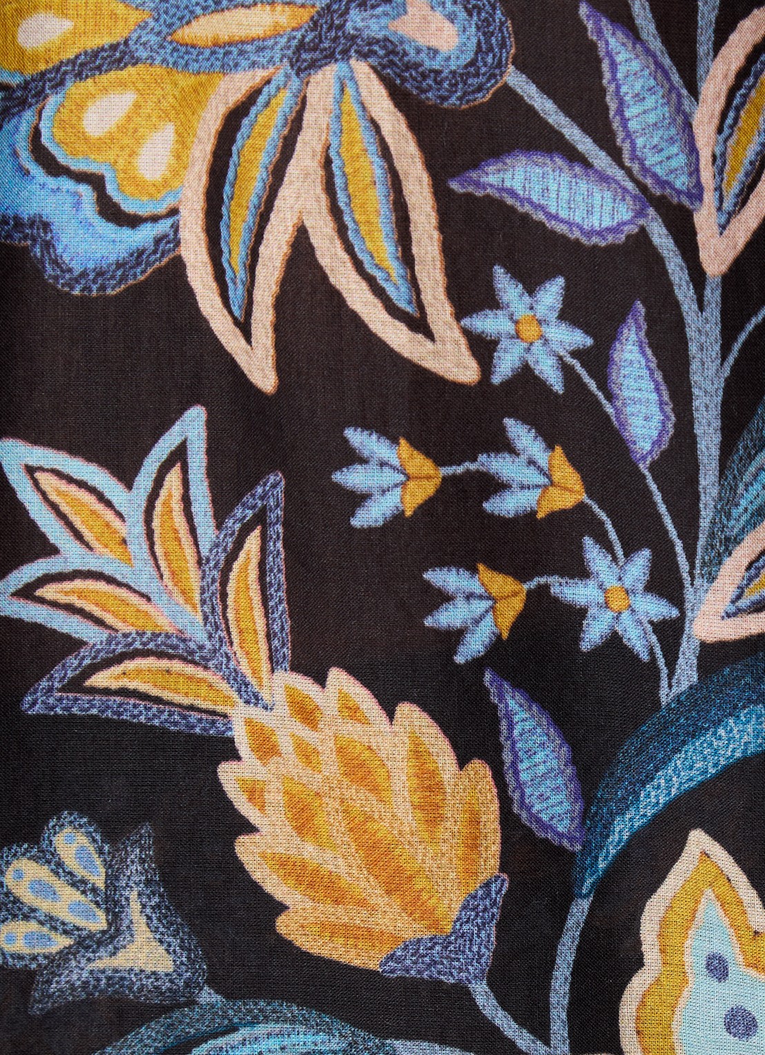 Farm Rio Semi-transparante tuniek met bloemenprint en smockwerk - detail 5 zwart