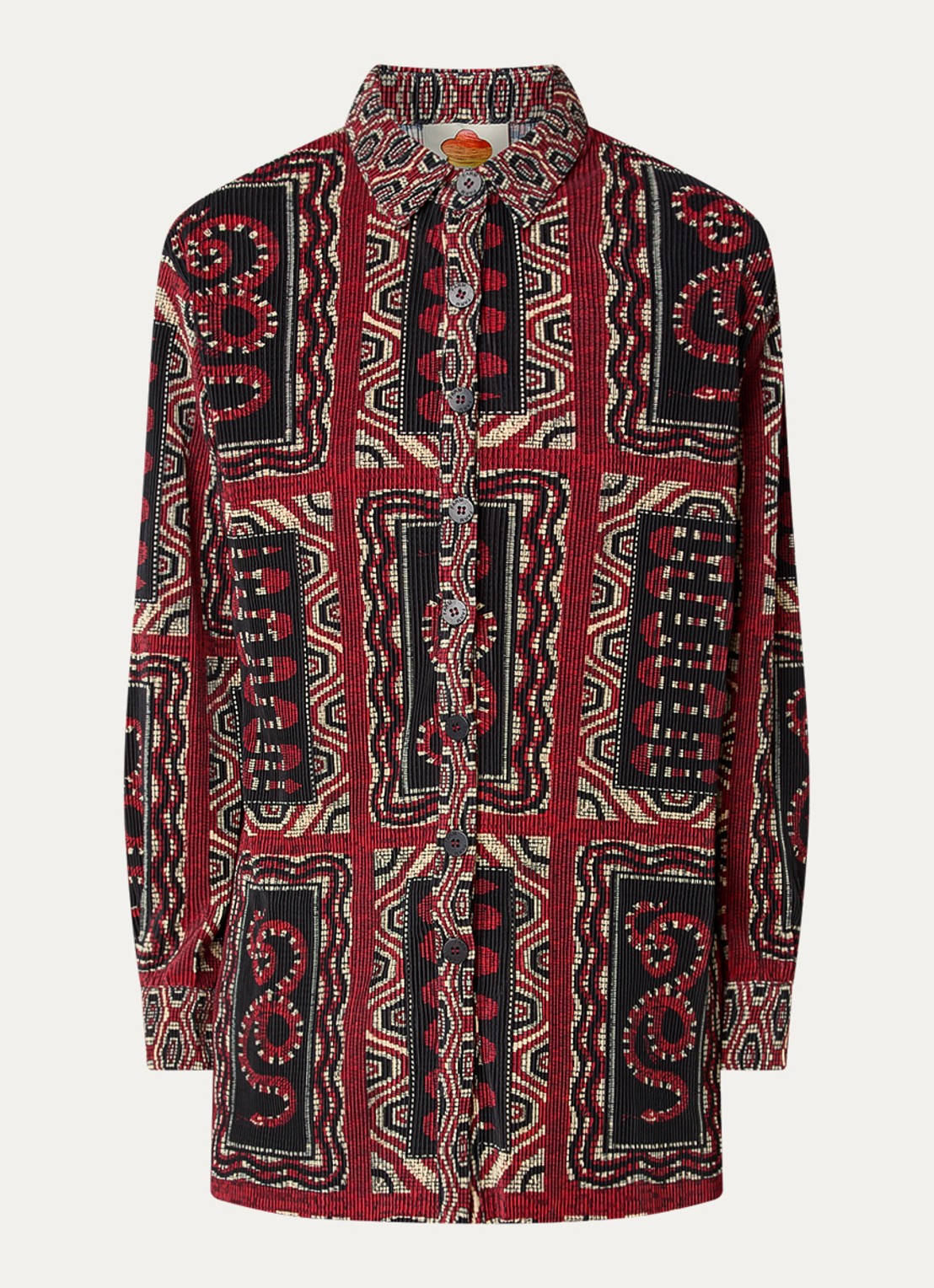 Farm Rio Snake Scarves ribgebreide blouse met print - voorkant 3 donkerrood