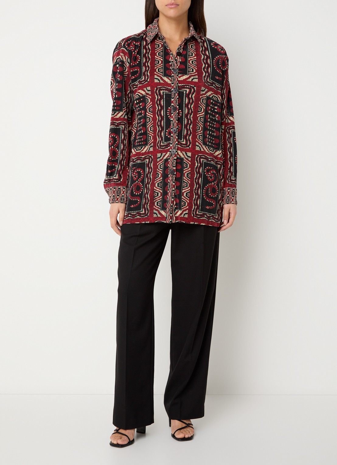 Farm Rio Snake Scarves ribgebreide blouse met print - voorkant 4 donkerrood