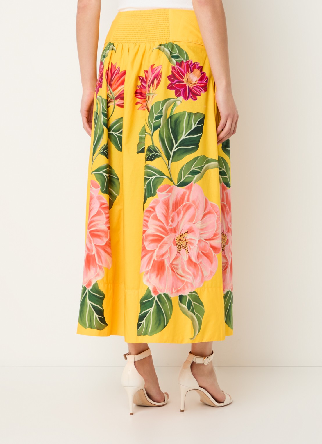 Farm Rio Spring Awakening maxi rok met bloemenprint - achterkant geel